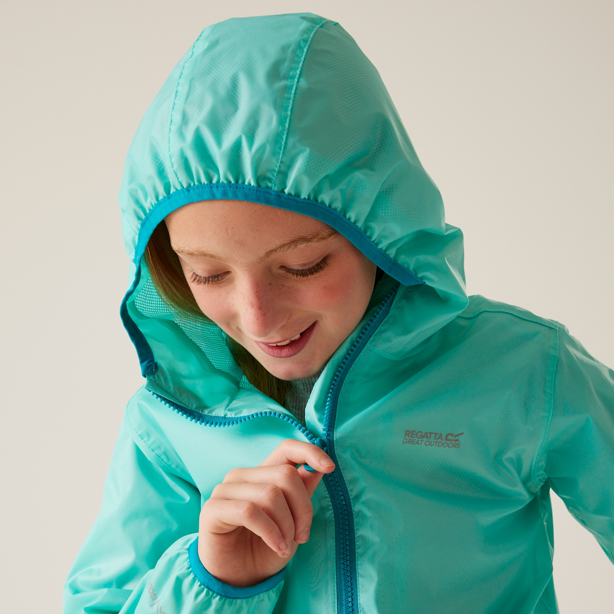 Kids' Lever II Waterproof Packaway Jacket | Aruba Blue Exotic Plume