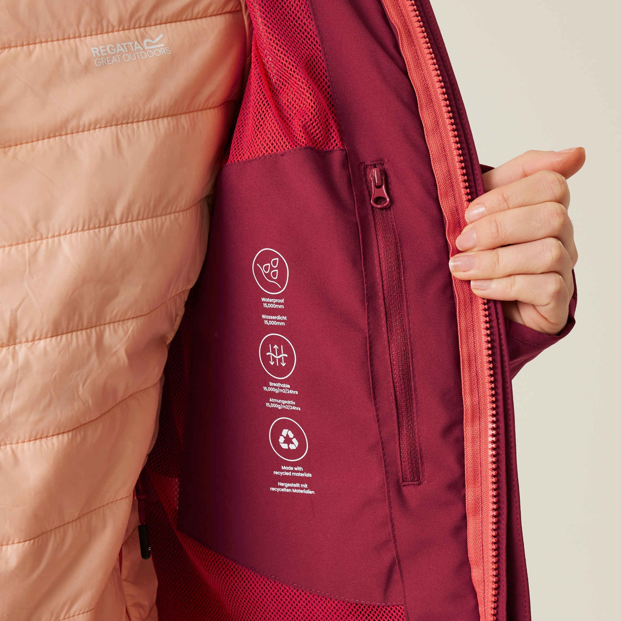 Women's Wentwood IX 3-in-1 Jacket | Rumba Red Peach Parfait Inner