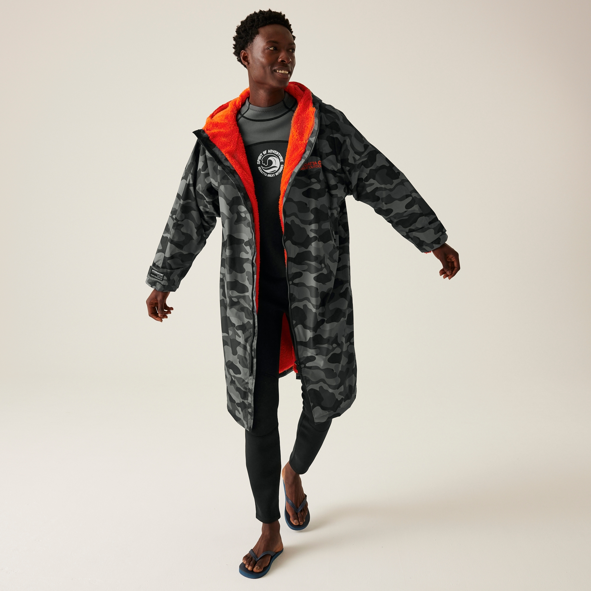 Adult's Waterproof Changing Robe | Grey Black Camo