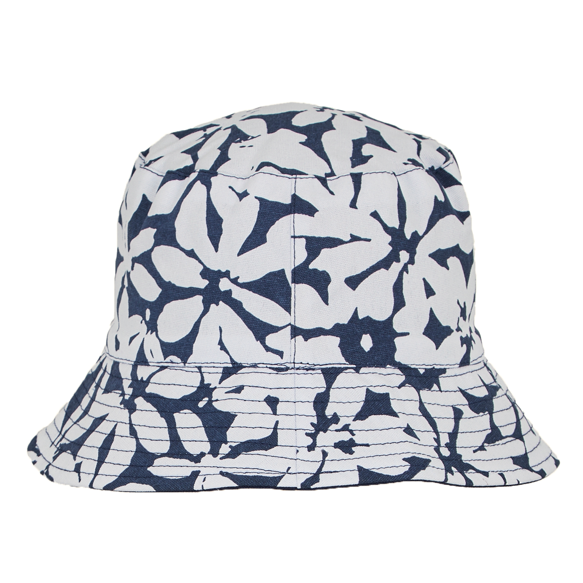 Women's Reversible Bucket Hat | Navy Abstract Flower Print Navy