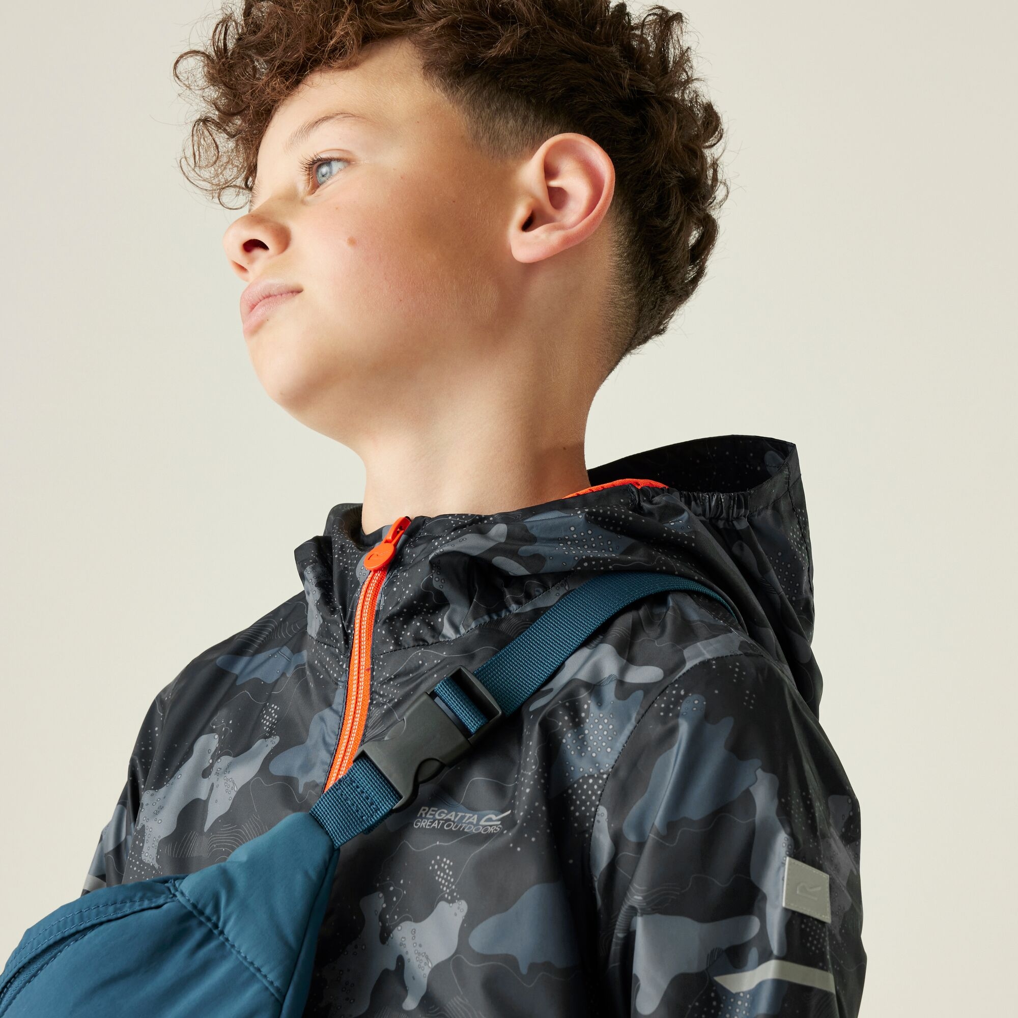 Kids' Printed Lever II Waterpoof Jacket | Navy Tangerine Tango