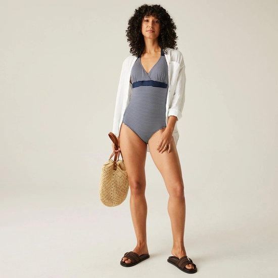Women's Flavia II Swimsuit | Navy White Large Floral
