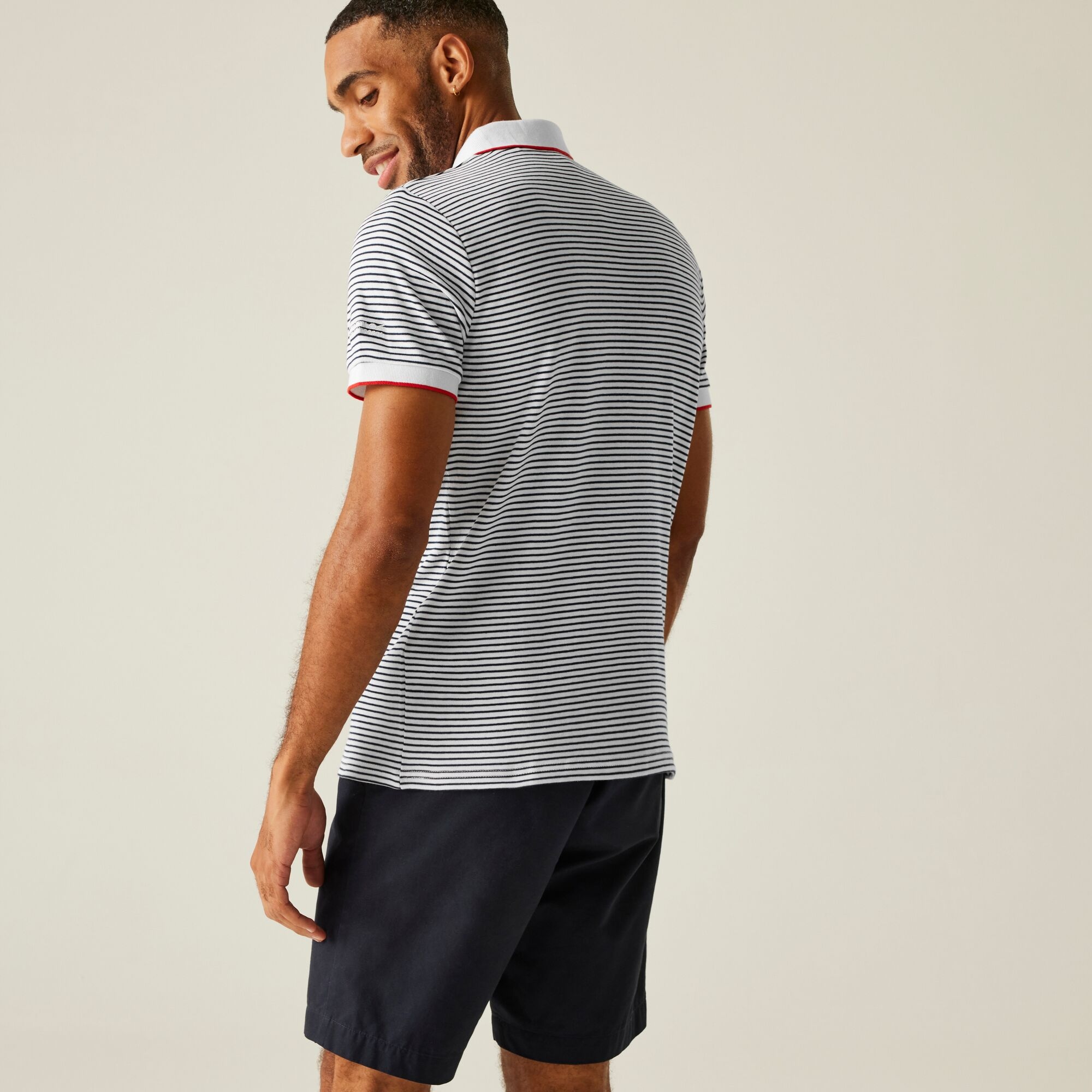 Men's Tiver Polo Shirt | White Navy Stripe