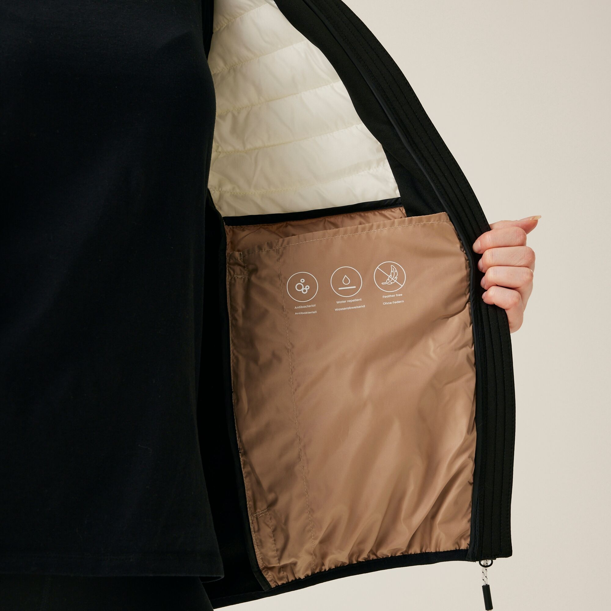 Women's Leedre Hooded Hybrid Jacket | Black Warm Taupe