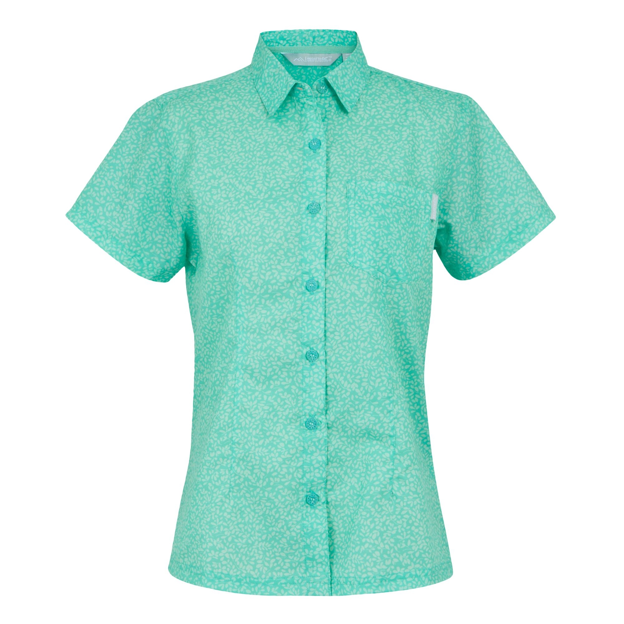 Women's Mindano VIII Short Sleeve Shirt | Aruba Blue Leaf Print