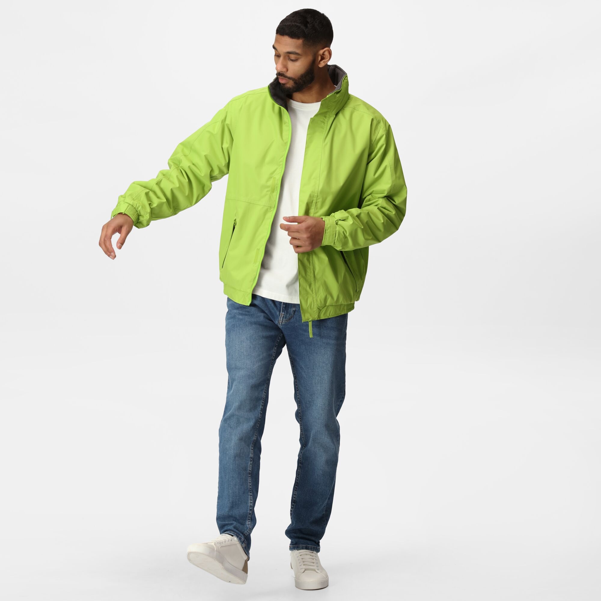 Men's Dover Fleece Lined Waterproof Insulated Bomber Jacket | Key Lime Seal Grey
