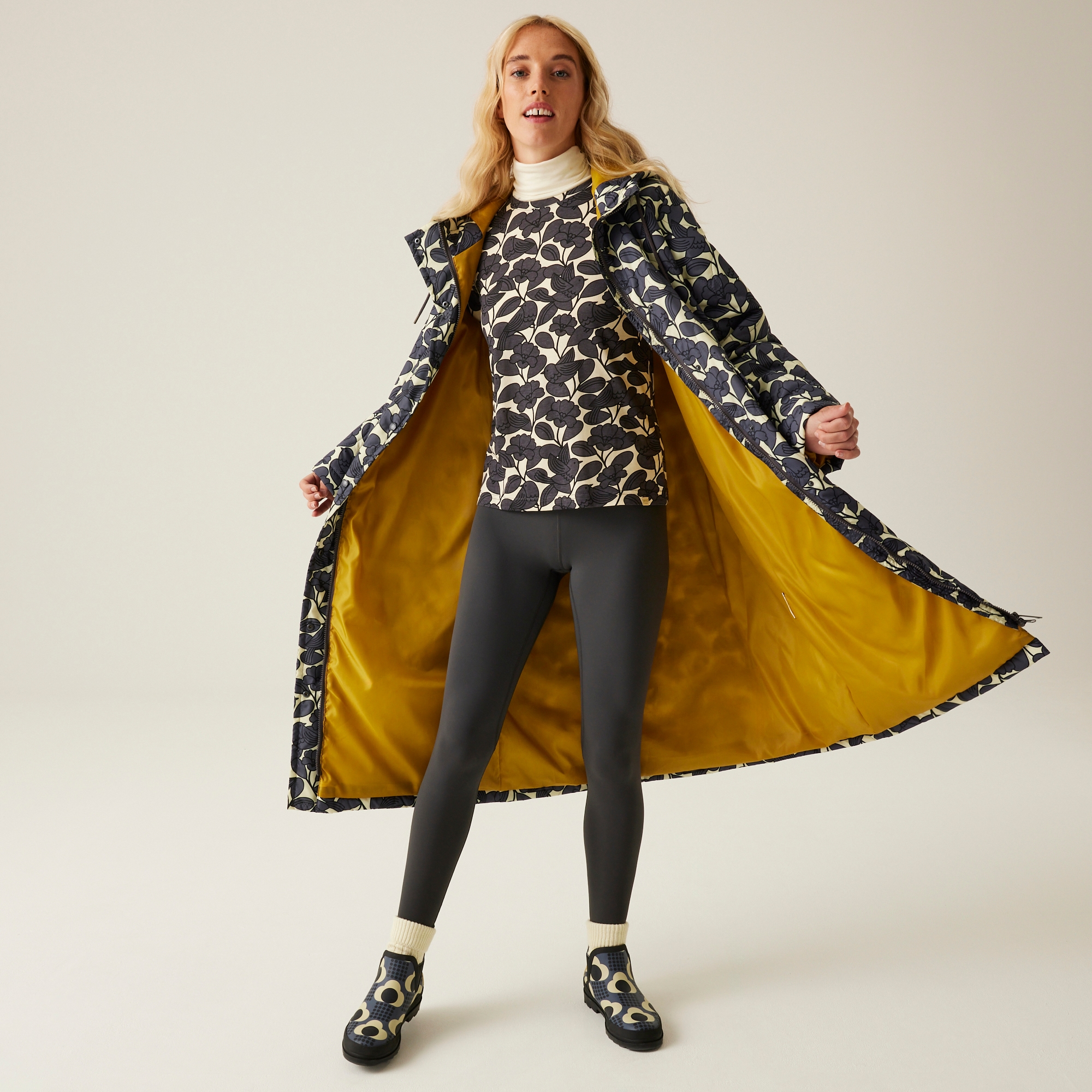 Orla Kiely Long Length Quilted Jacket | Birdy Grey