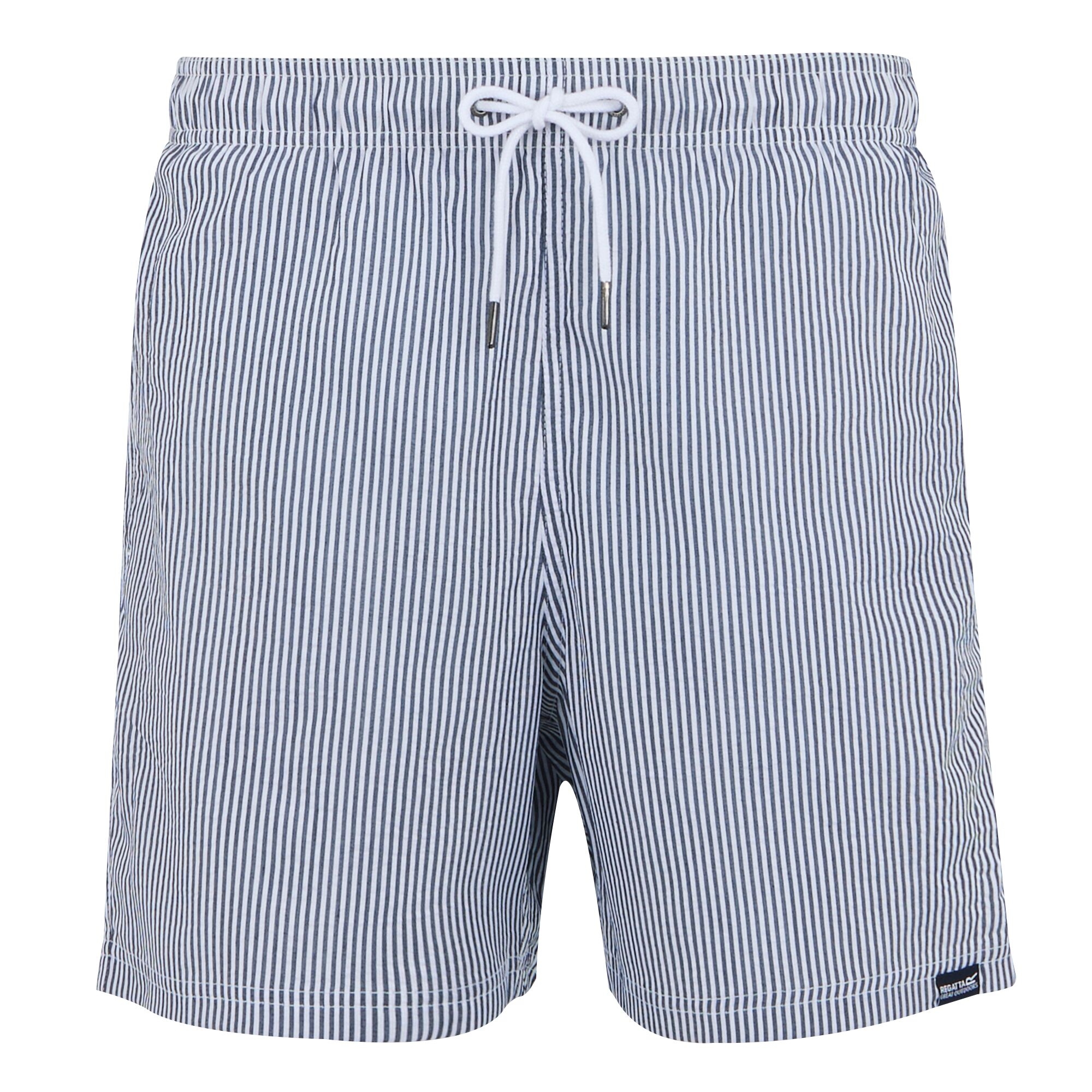 Men's Loras Swim Shorts | Navy Seersucker Stripe