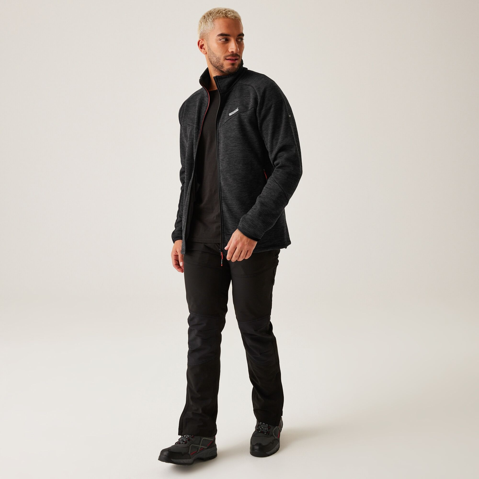 Men's Rivake Full Zip Fleece | Black Red Ochre