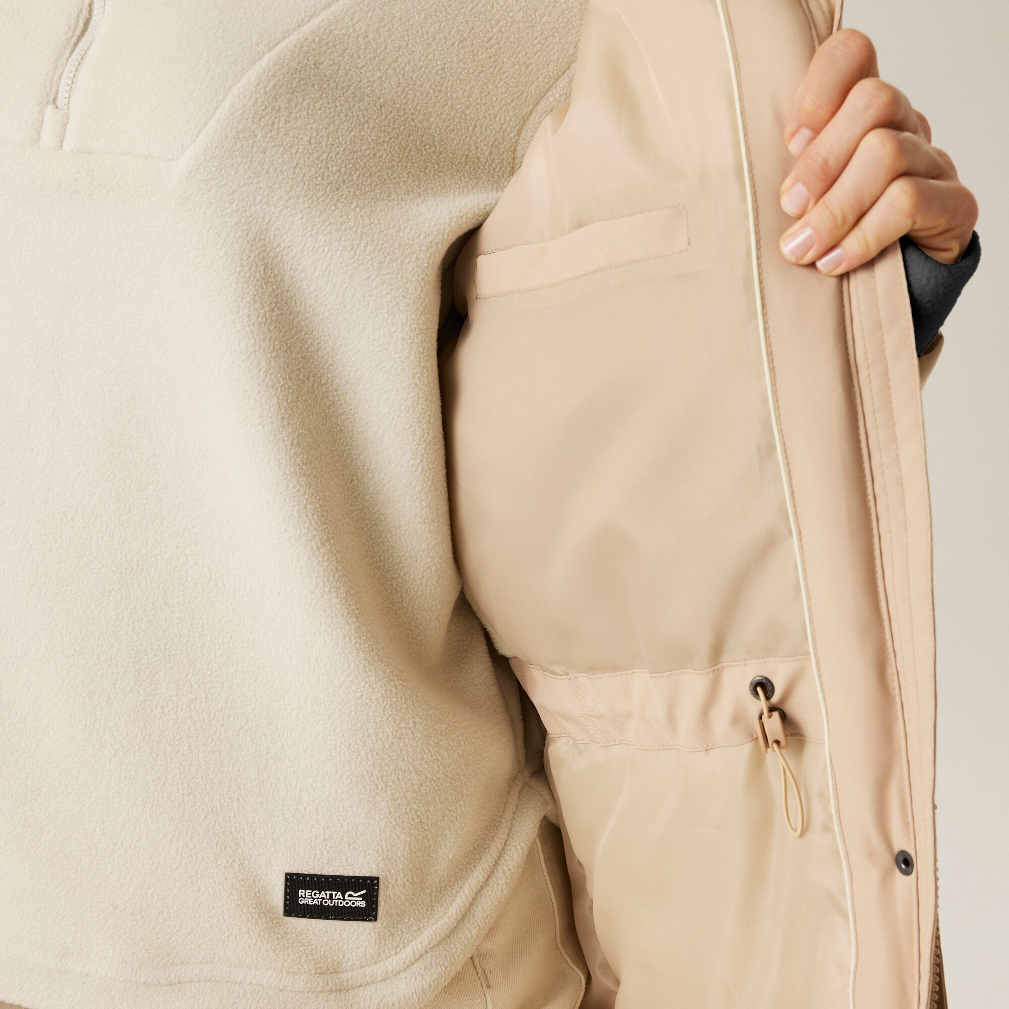Women's Yarli Waterproof Longline Jacket | Warm Taupe Light Vanilla