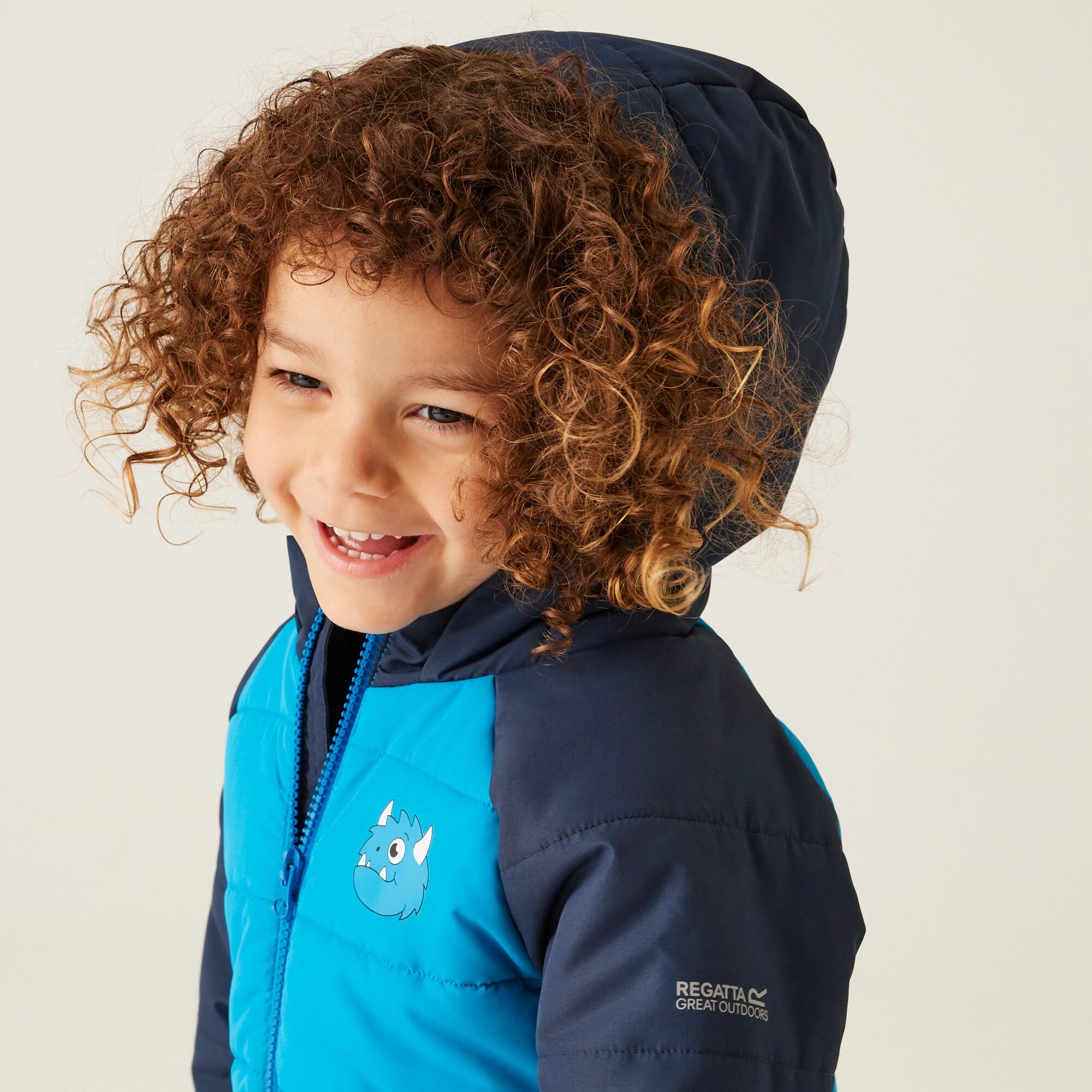 Kids' Animal Quilted Jacket | Spike The Monster Hydro Blue