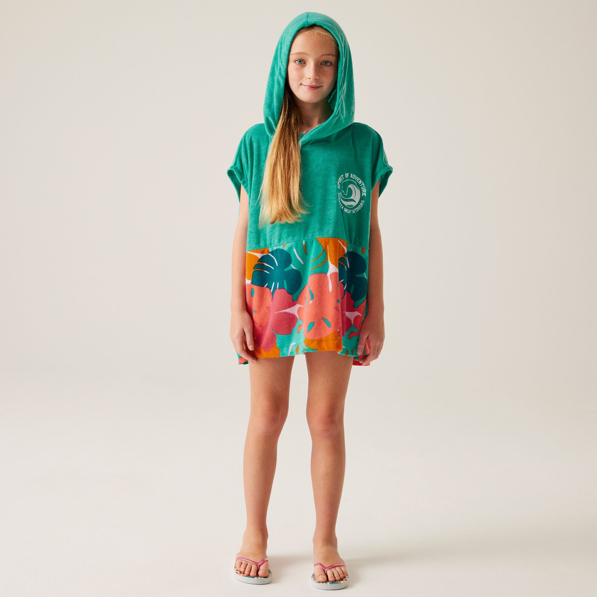 Kids' Towel Robe II | Turquoise/Tropical Leaf