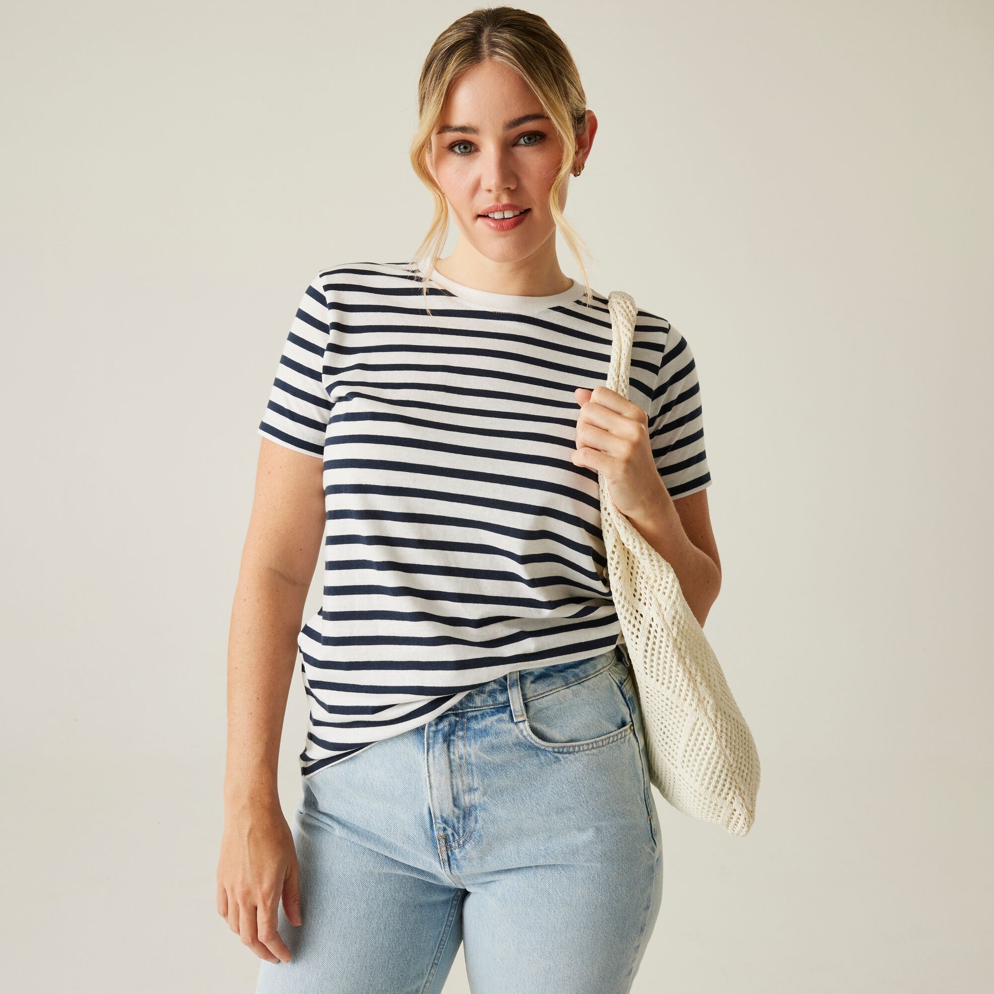 Women's Bayletta Short Sleeve T-Shirt | White Navy Stripe