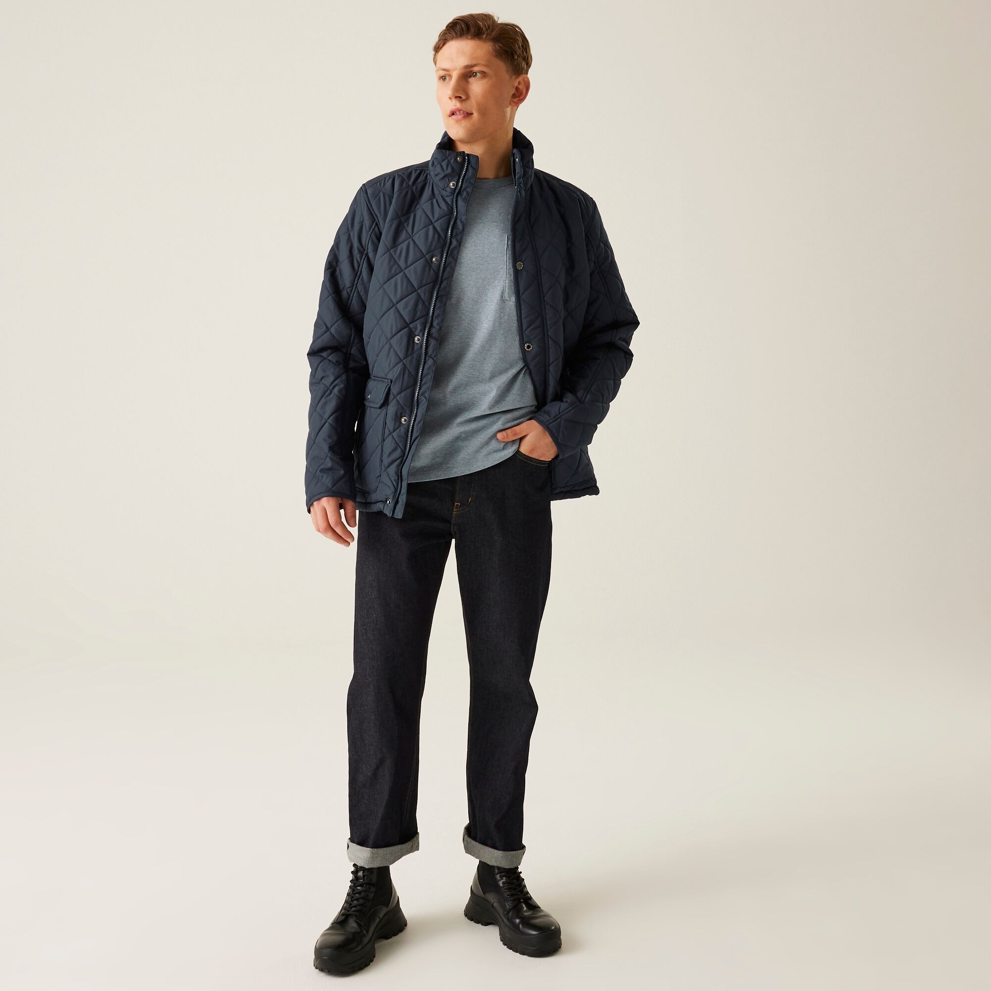 Men's Diamond Insulated Quilted Jacket | Navy