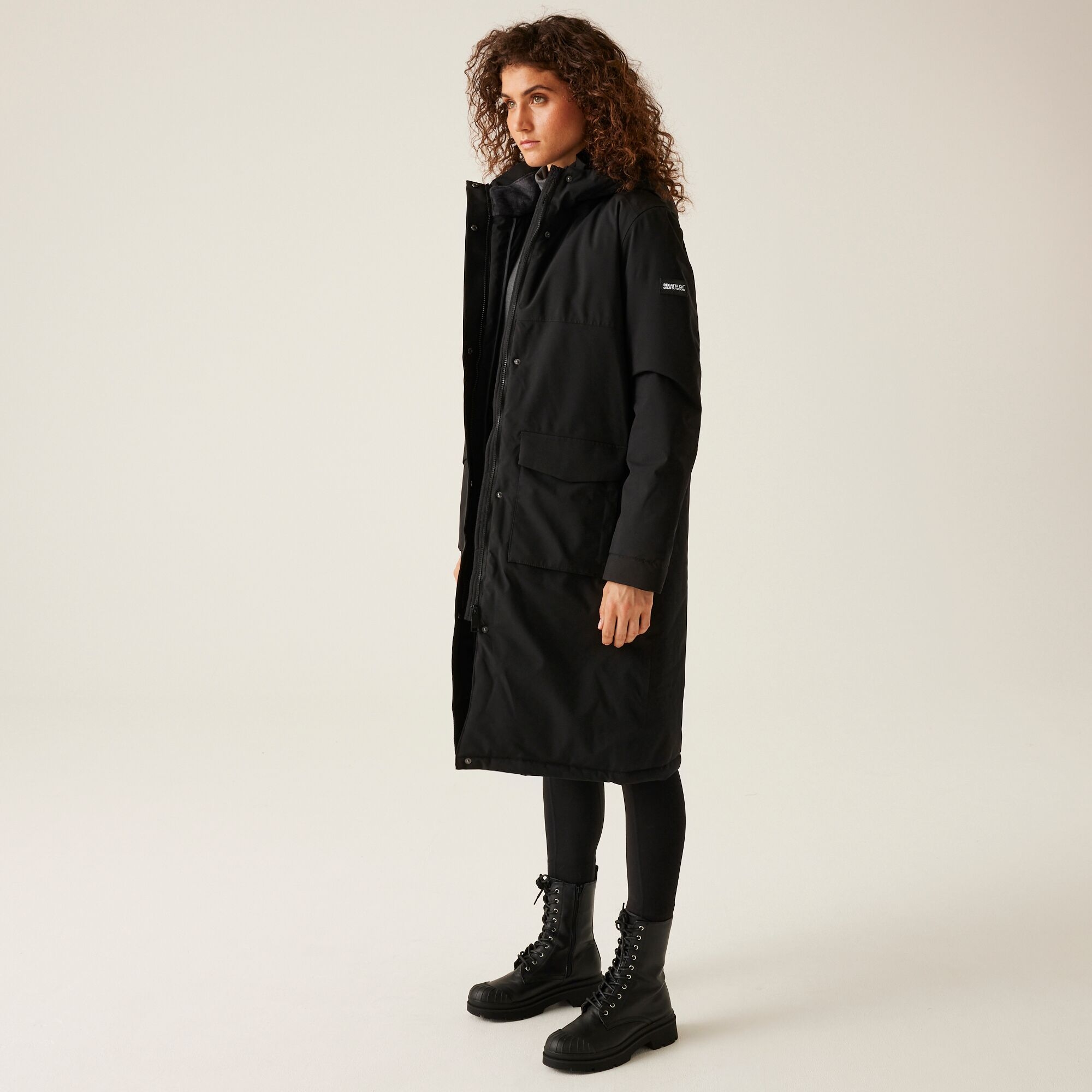Women's Yarli Waterproof Longline Jacket | Black Dark Grey
