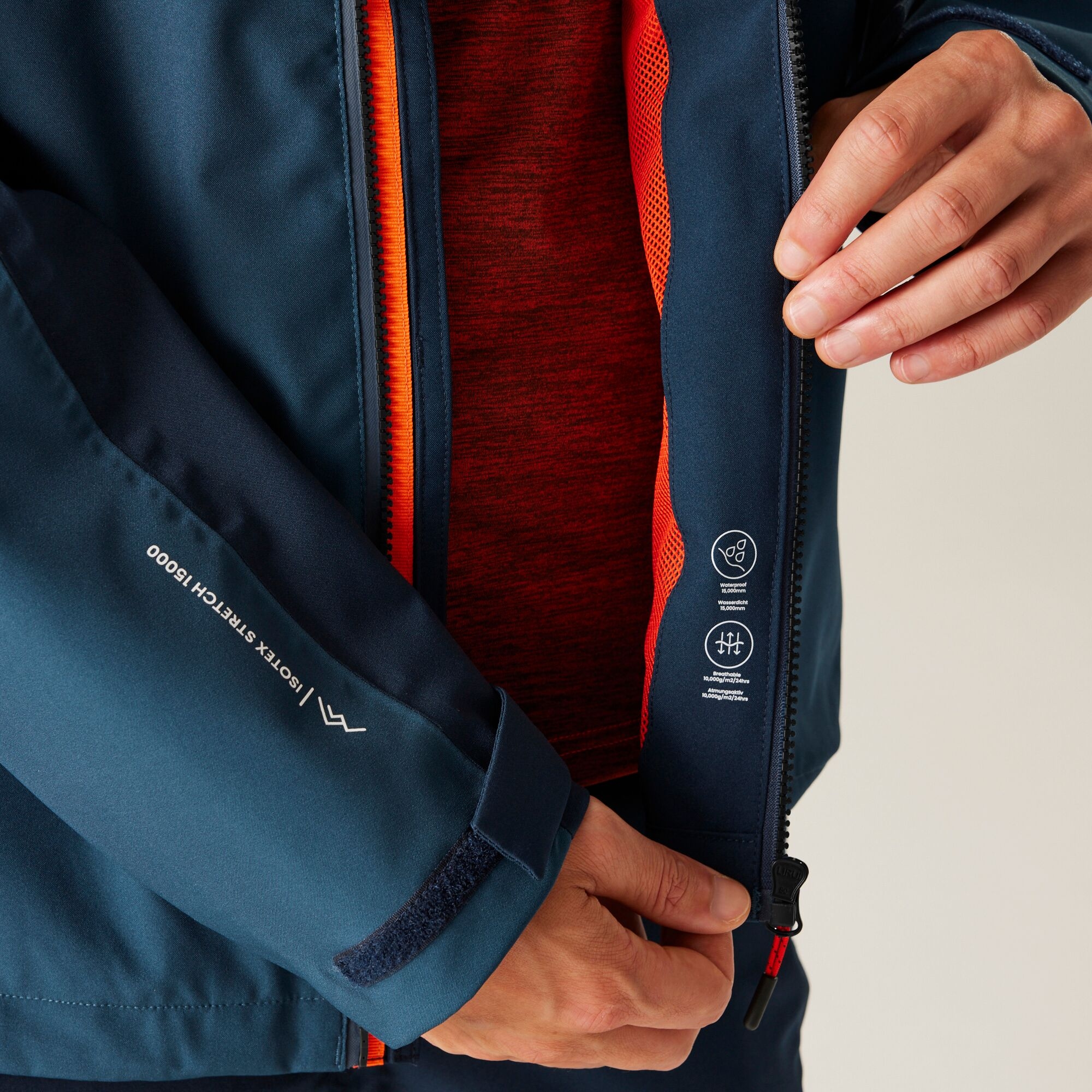 Men's Bosfield III Waterproof Jacket | Moonlight Denim Navy Tangerine Tango