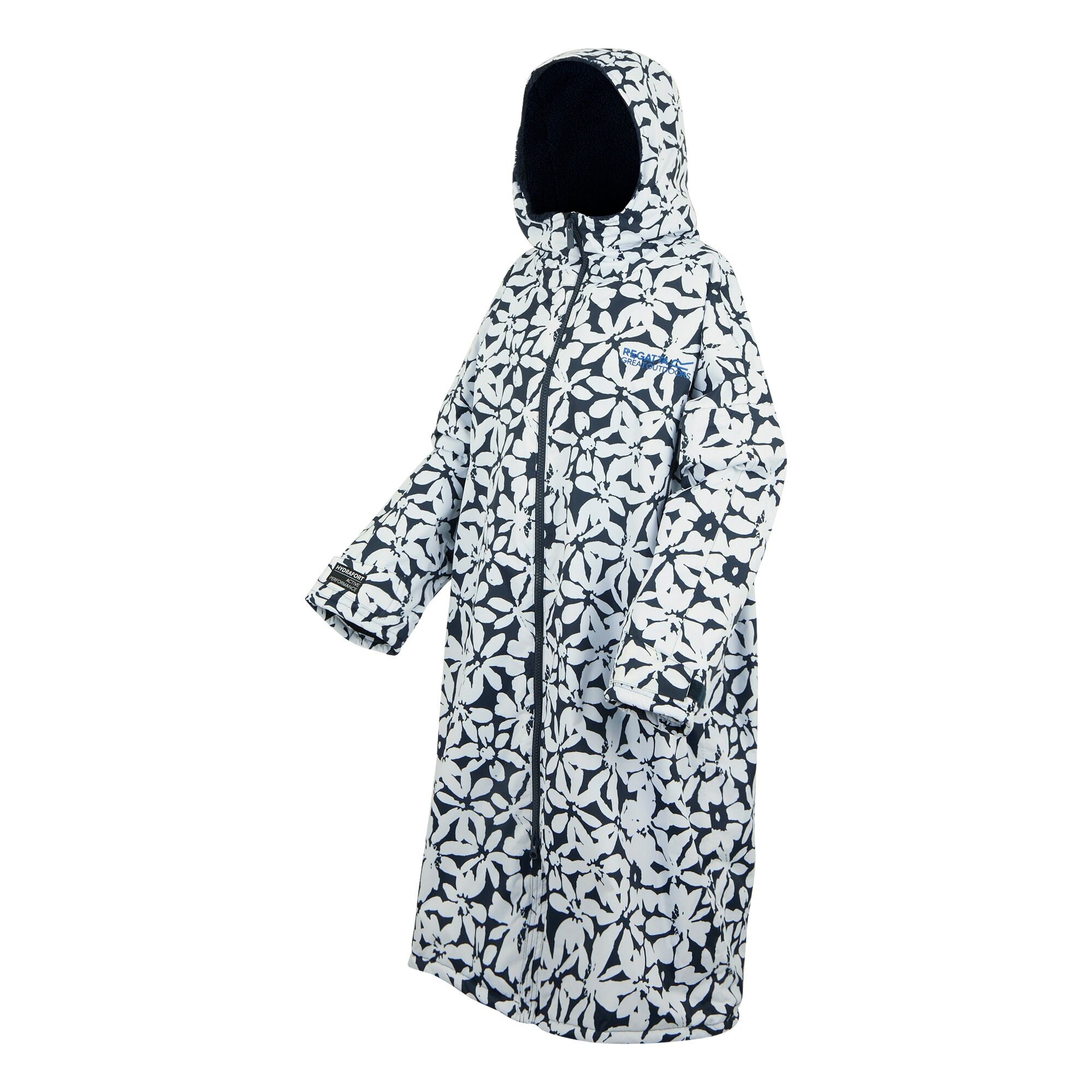 Adult's Waterproof Changing Robe | Navy White Large Floral