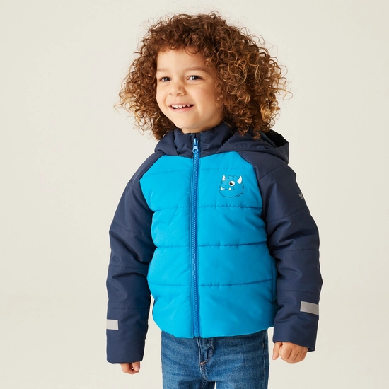 Kids' Animal Quilted Jacket | Spike The Monster Hydro Blue