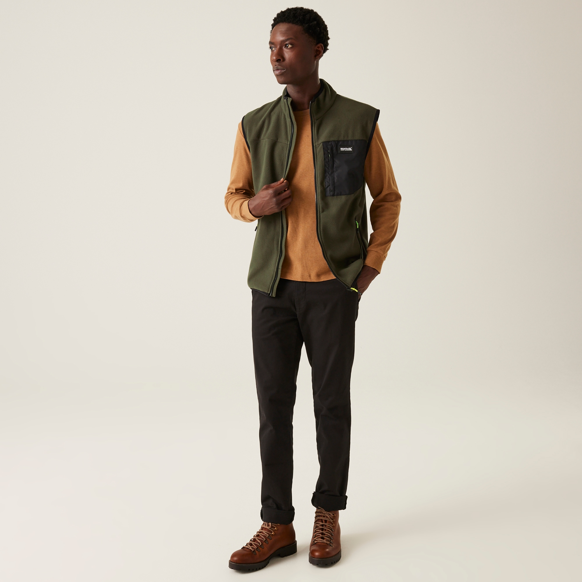 Men's Frankie Fleece Gilet | Dark Khaki