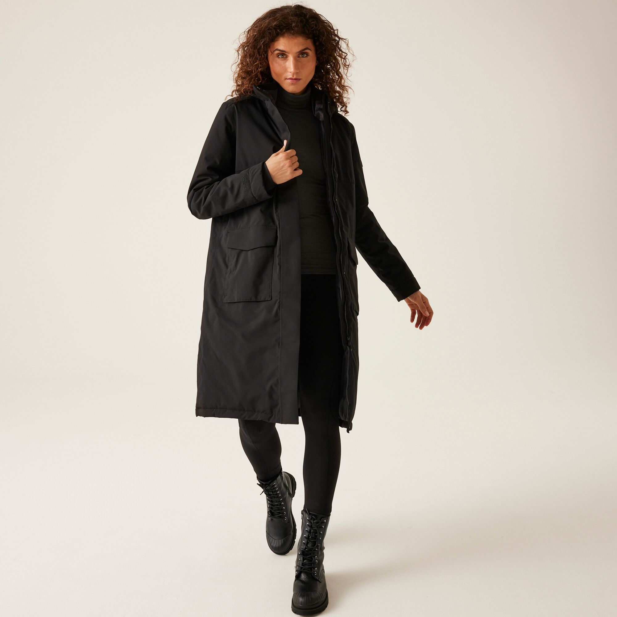 Women's Yarli Waterproof Longline Jacket | Black Dark Grey
