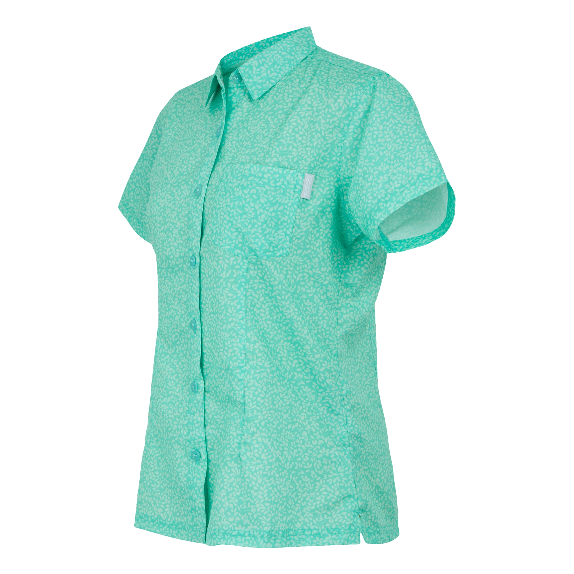 Women's Mindano VIII Short Sleeve Shirt | Aruba Blue Leaf Print
