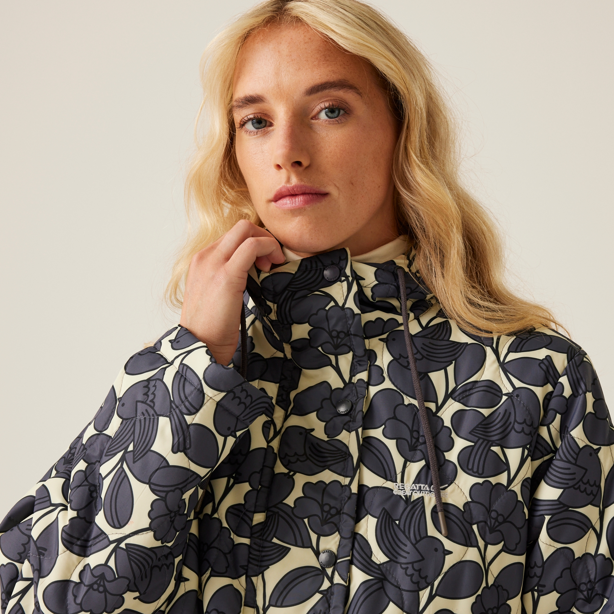 Orla Kiely Long Length Quilted Jacket | Birdy Grey