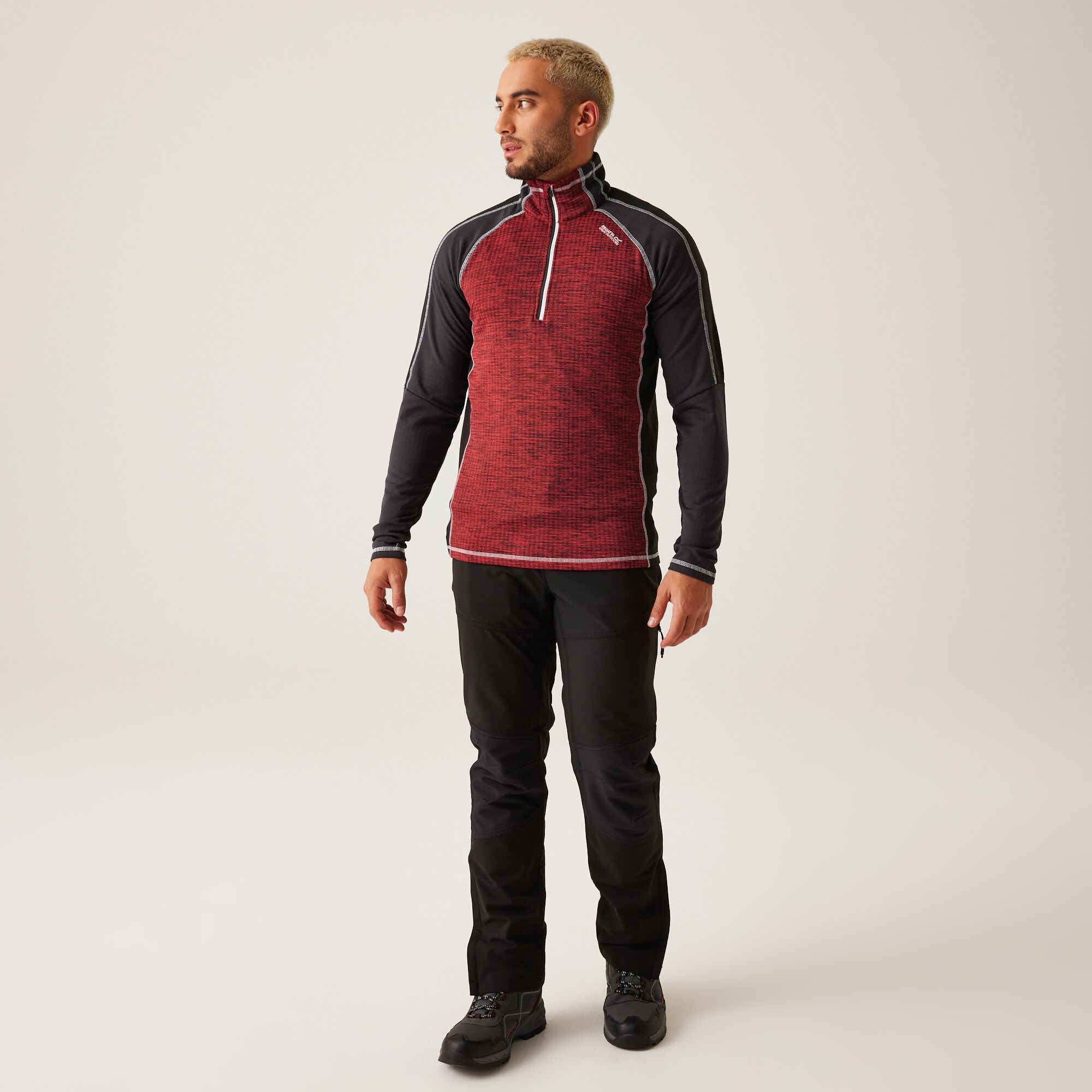 Men's Hepley Half Zip Lightweight Fleece | Danger Red Ash
