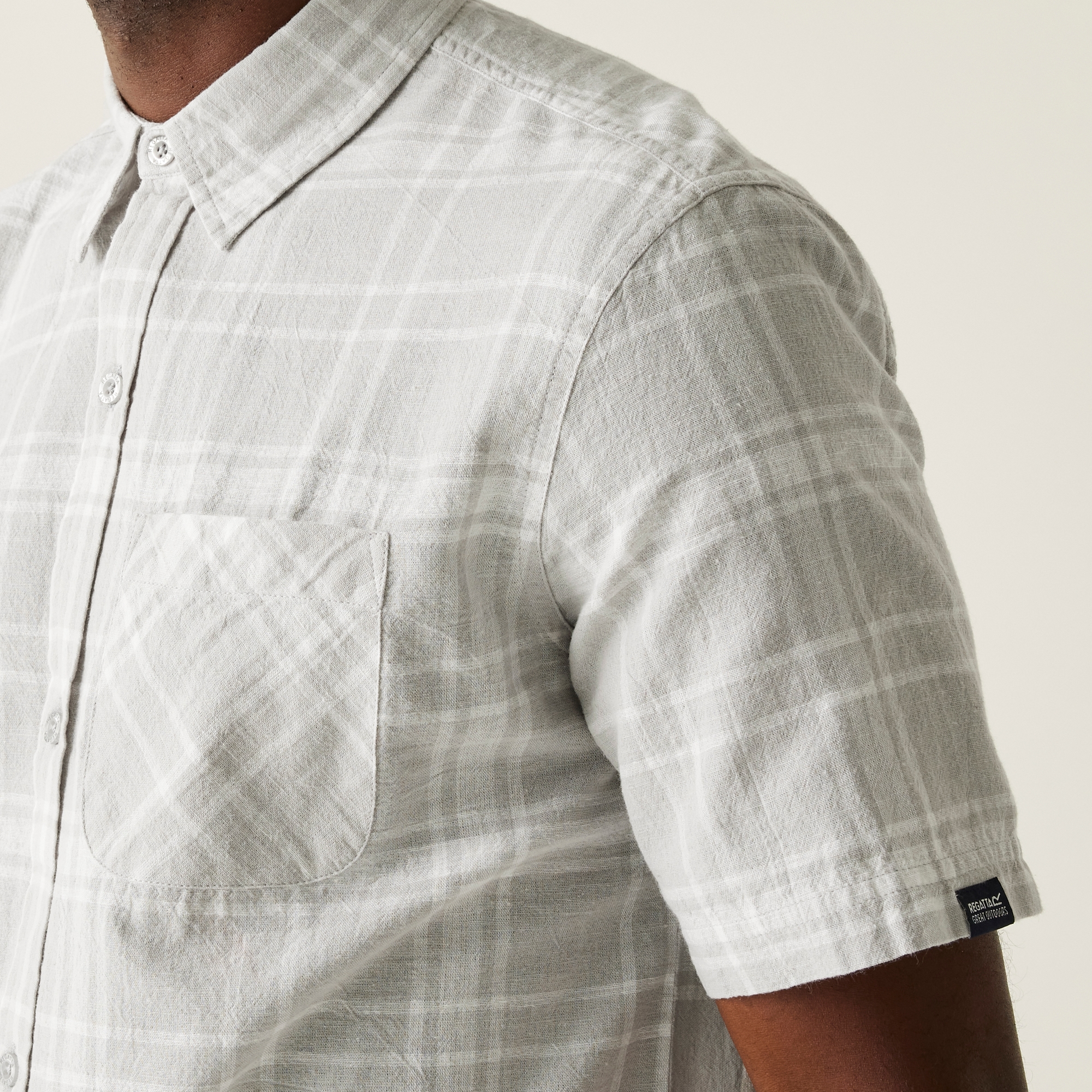 Men's Loran Short Sleeve Shirt | Silver Grey Check