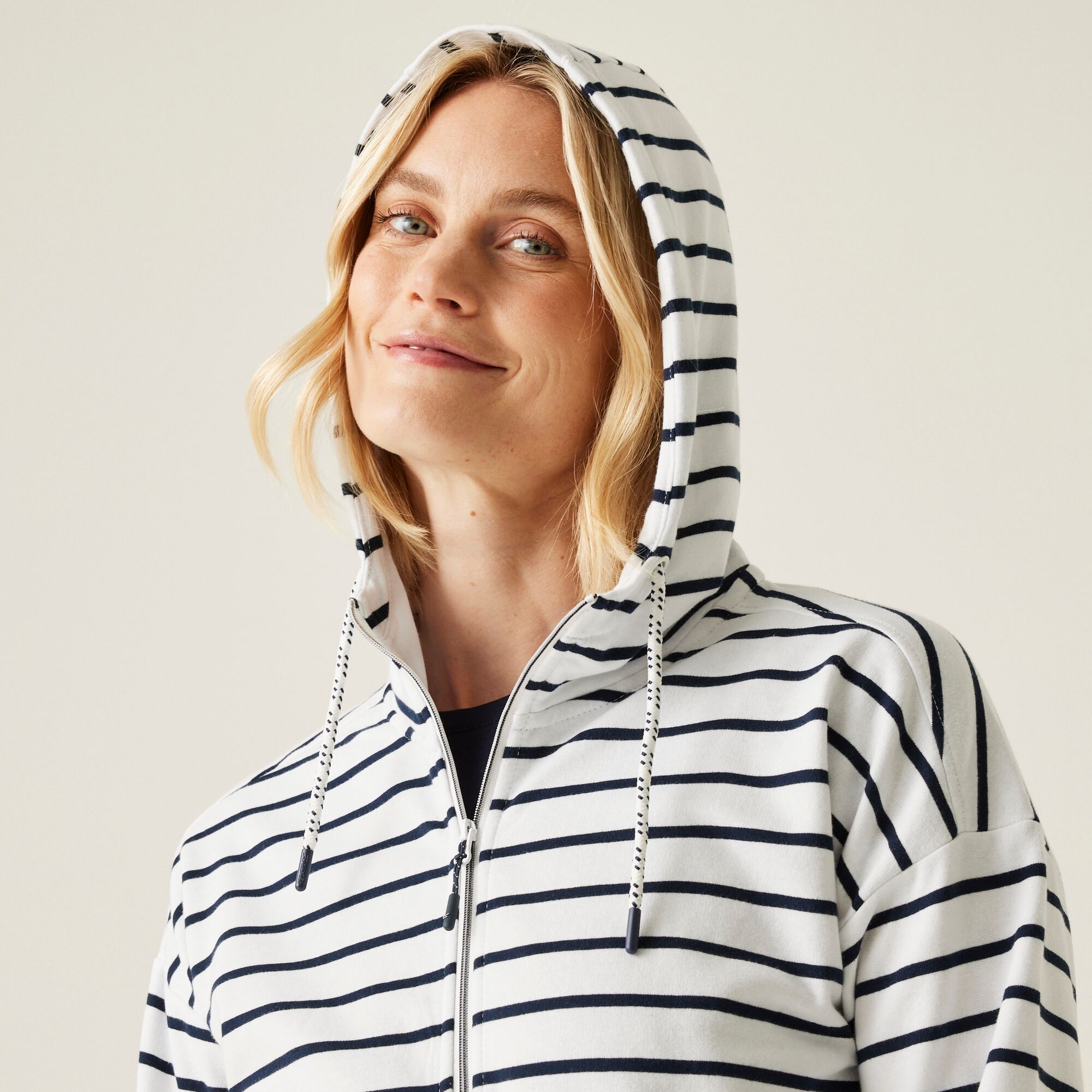 Women's Bayletta II Full Zip Hoody | White Navy Stripe