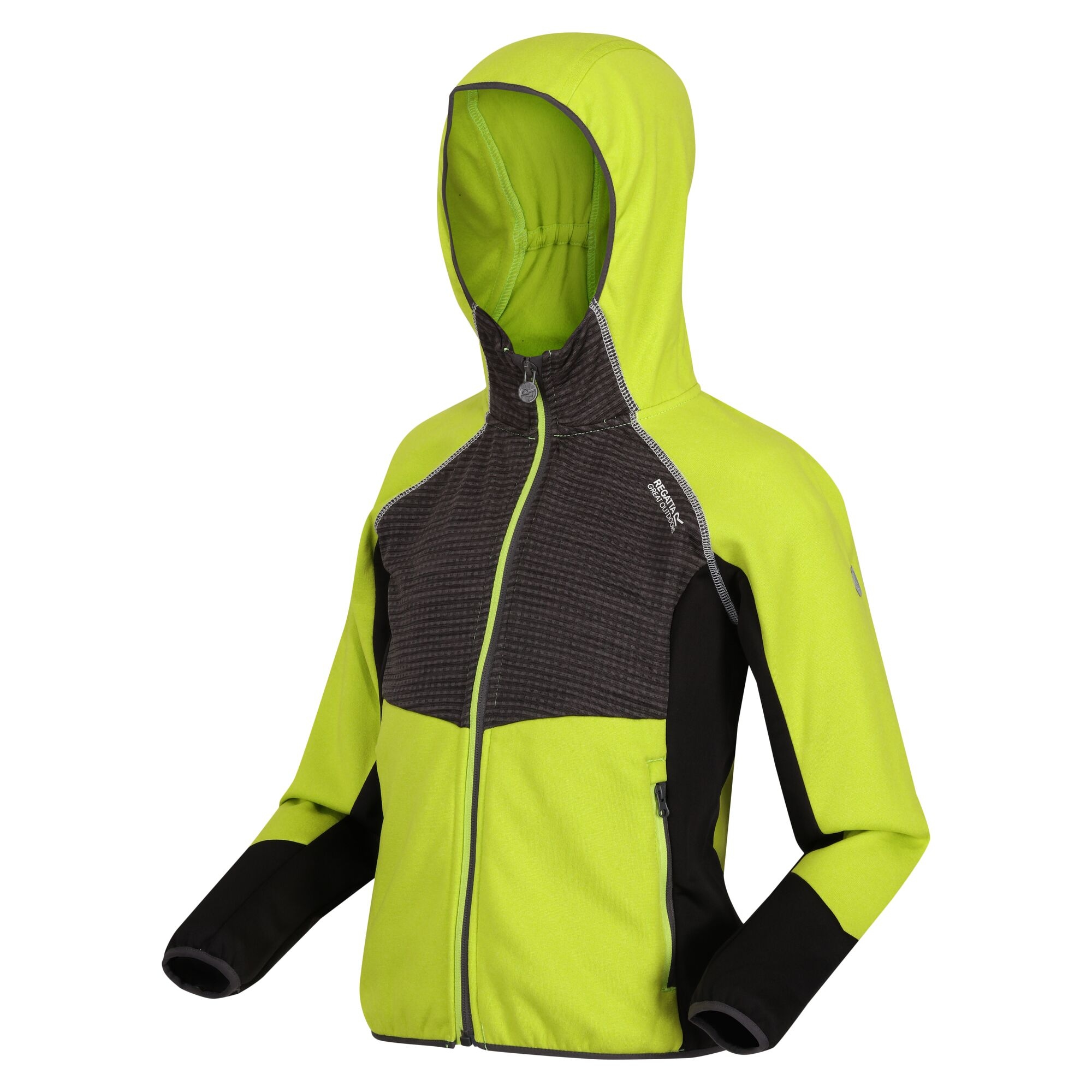 Kids' Prenton Lightweight Fleece | Bright Kiwi Dark Grey Black