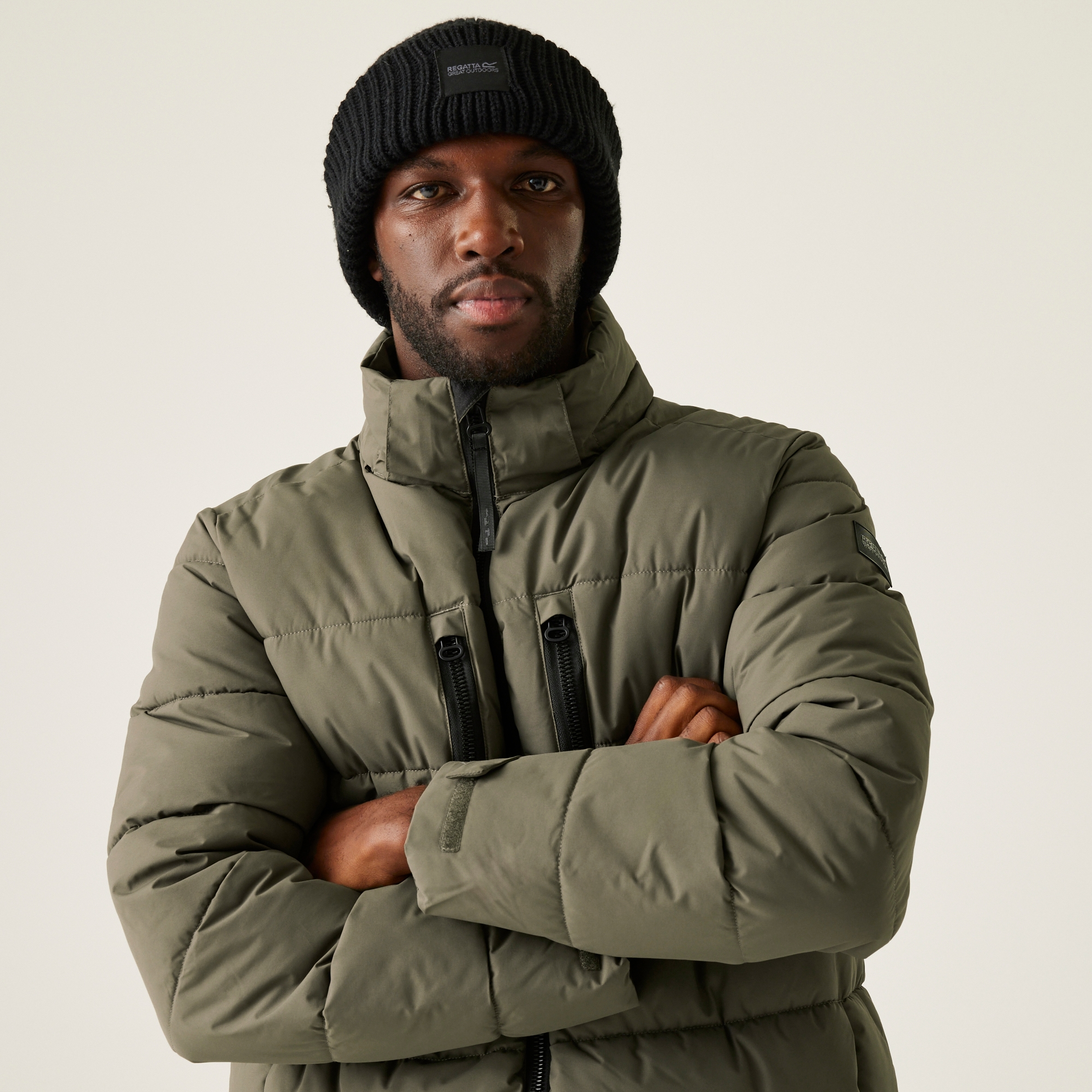 Men's Mottere Longline Padded Jacket | Crocodile Black