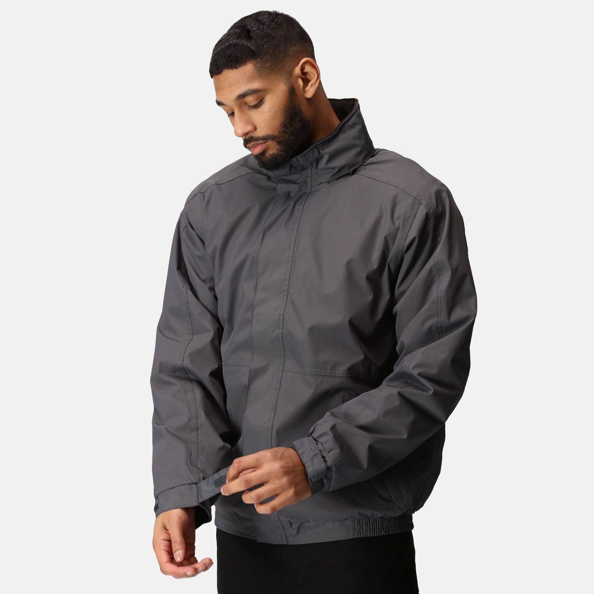 Men's Dover Fleece Lined Waterproof Insulated Bomber Jacket | Seal Grey Black
