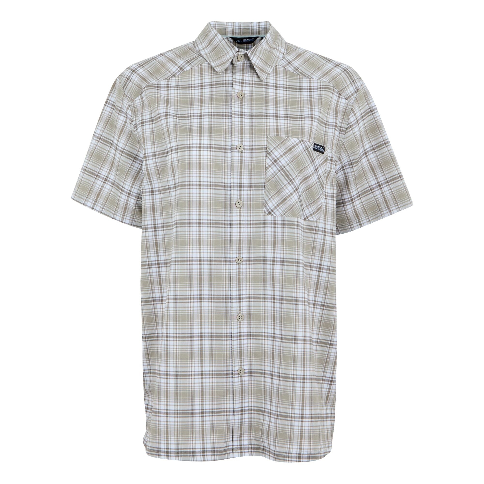 Men's Begarno Short Sleeve Shirt | White Golden Sand Treetop Check