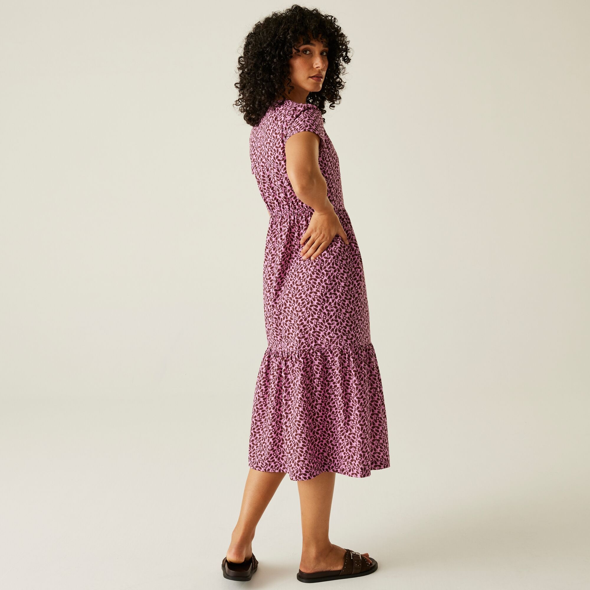 Orla Kiely Tiered Midi Dress | Jasmine Flower Lilac