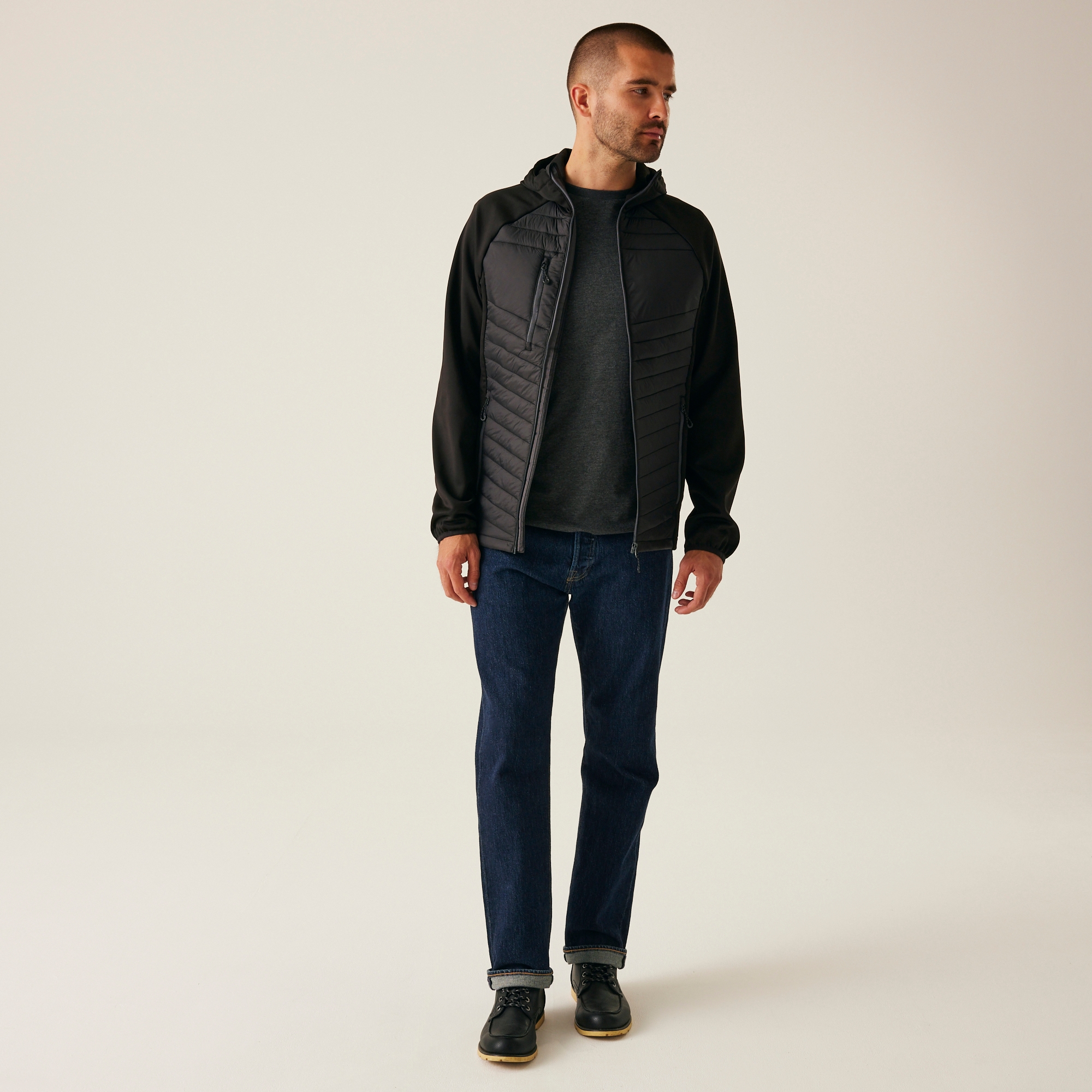 Men's Navigate Hybrid Jacket | Black Seal Grey