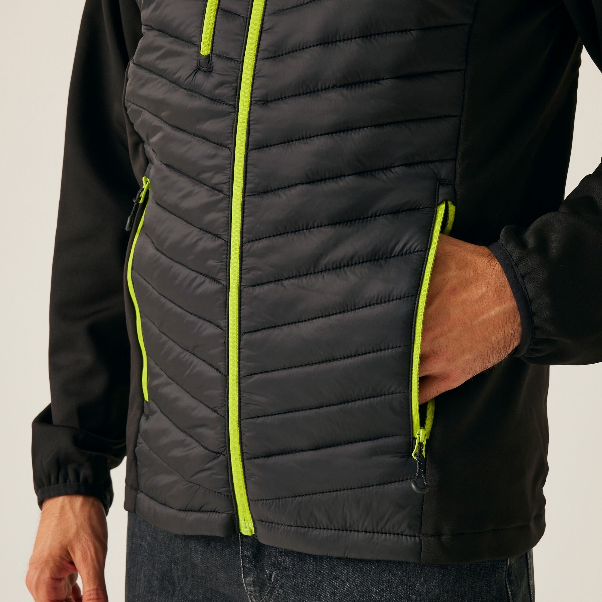 Men's Navigate Hybrid Jacket | Black Lime Green