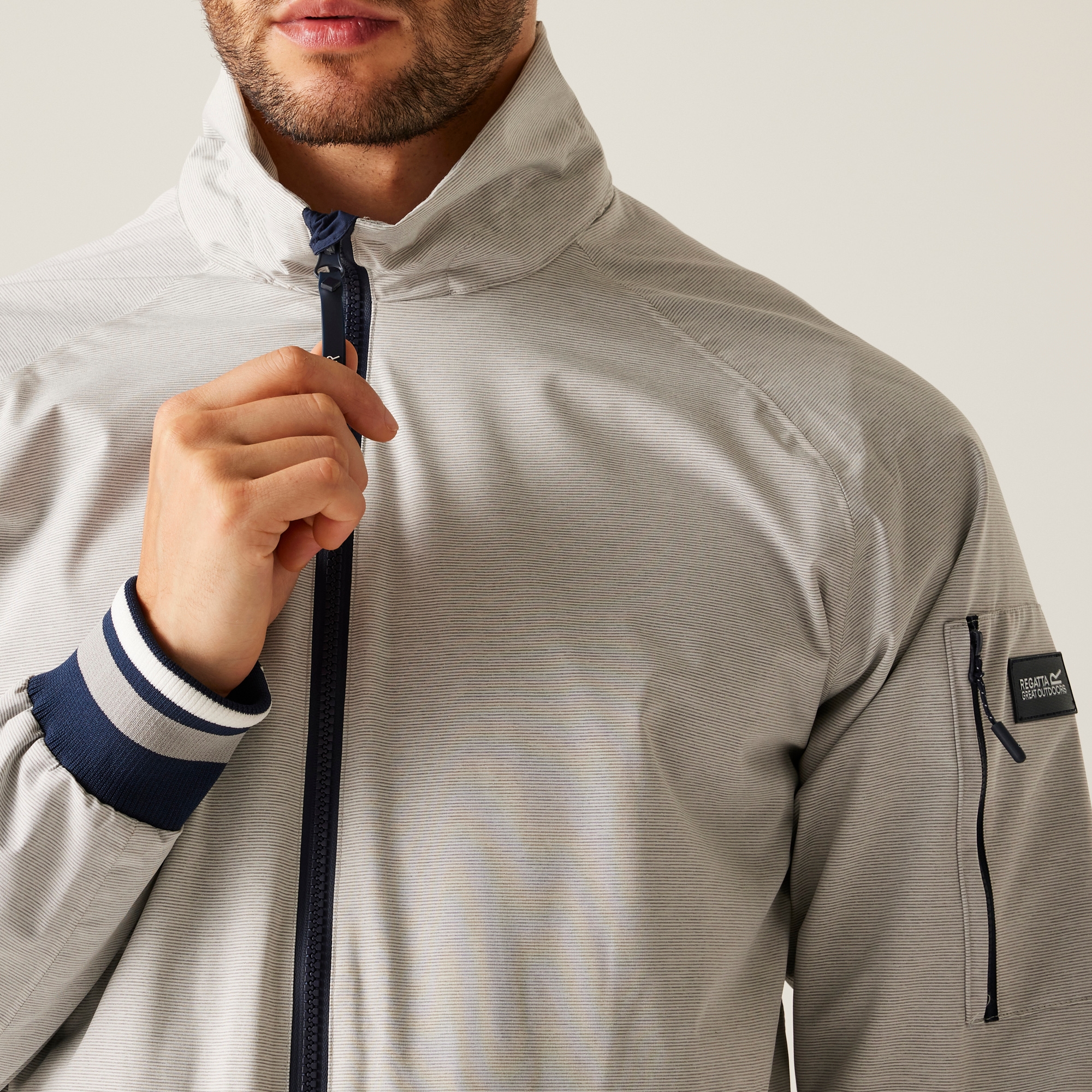 Men's Shorebay III Waterproof Jacket | Silver Grey Linear Stripe