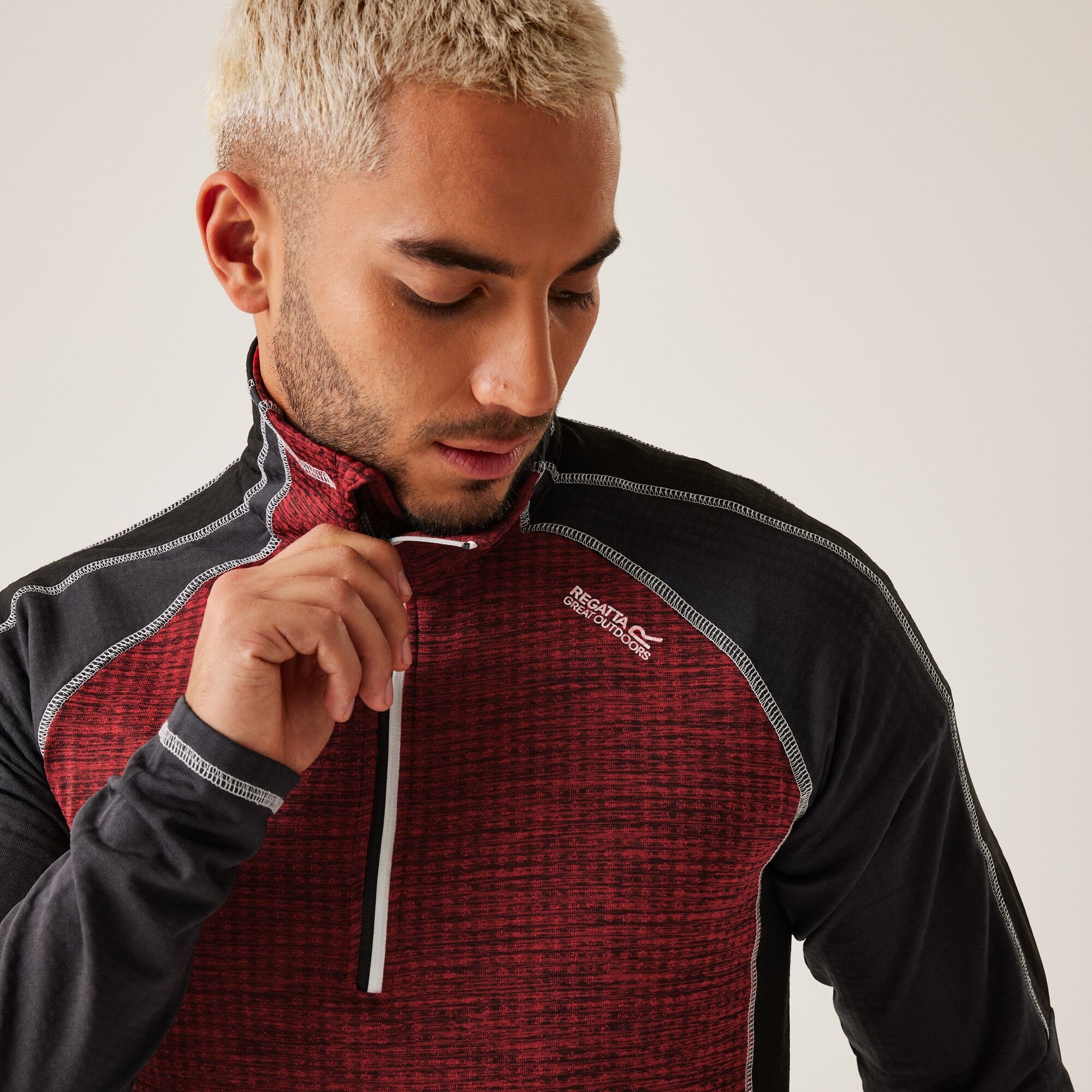 Men's Hepley Half Zip Lightweight Fleece | Danger Red Ash