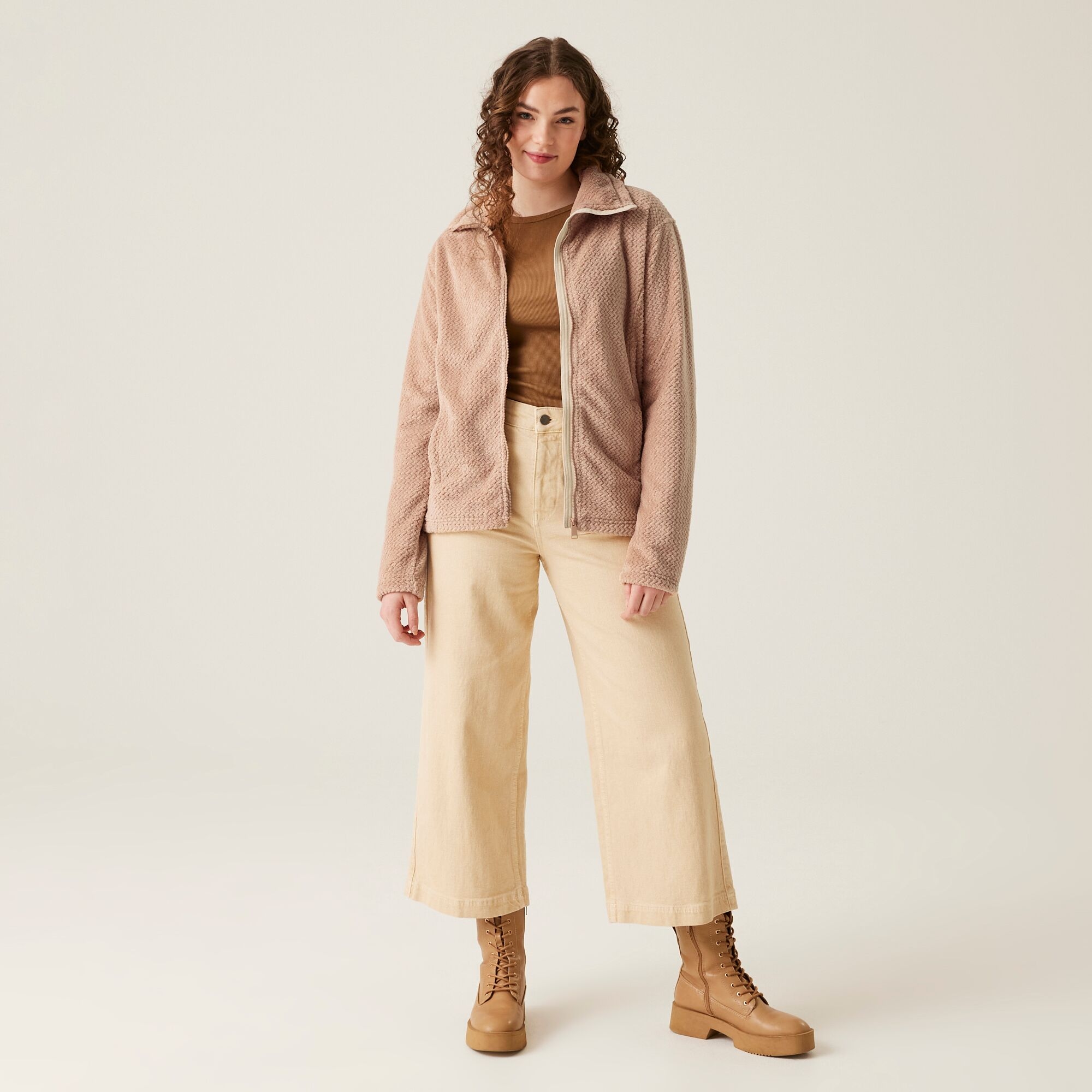 Women's Heidy Fluffy Full Zip Fleece | Warm Taupe