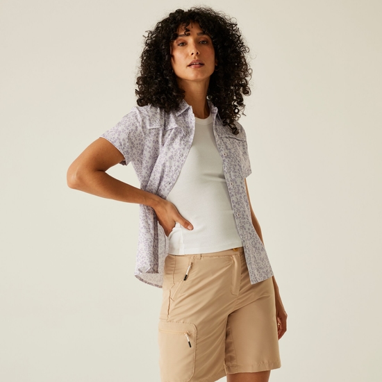 Women's Travel Packaway Short Sleeve Shirt | Lilac Hint Meadow Print