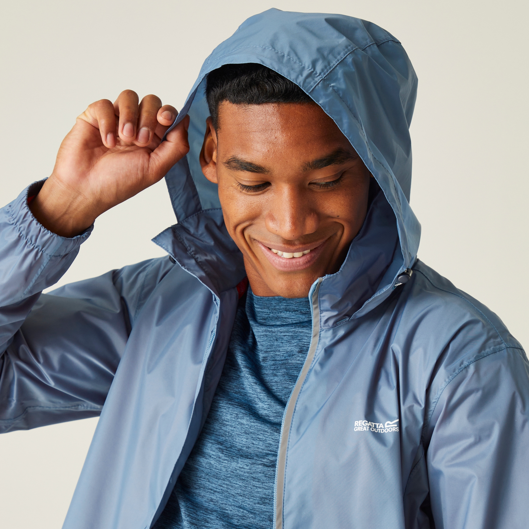 Men's Lyle IV Waterproof Packaway Jacket | Coronet Blue Danger Red