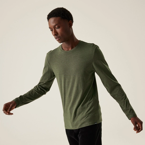 Men's Maylow Long Sleeved T-Shirt | Dark Khaki Marl