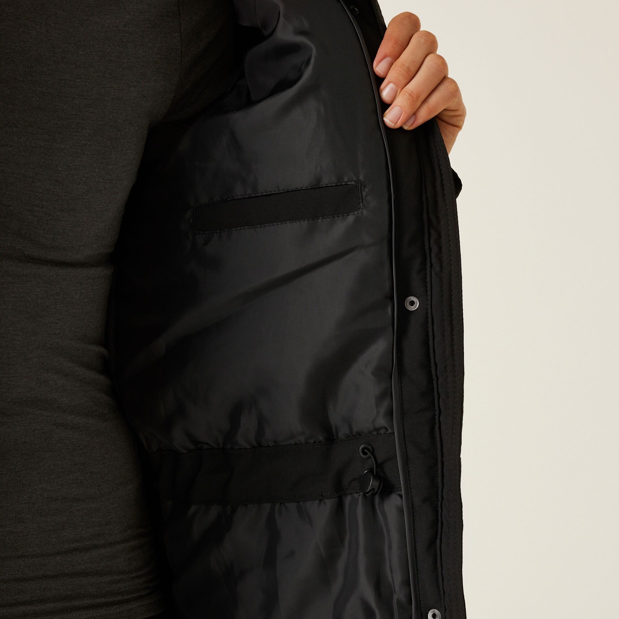 Women's Yarli Waterproof Longline Jacket | Black Dark Grey