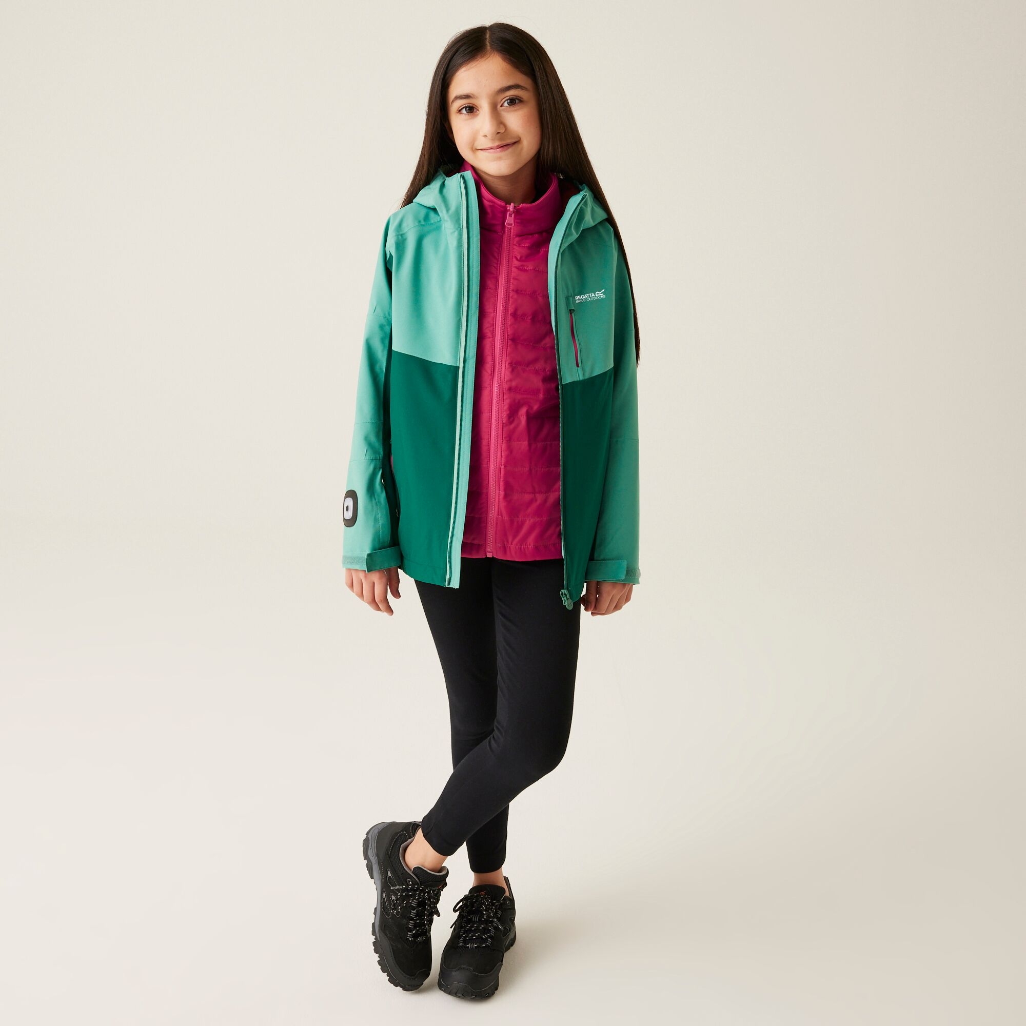 Girls Trekktain 3-in-1 Jacket | Rain Forest Dusty Green