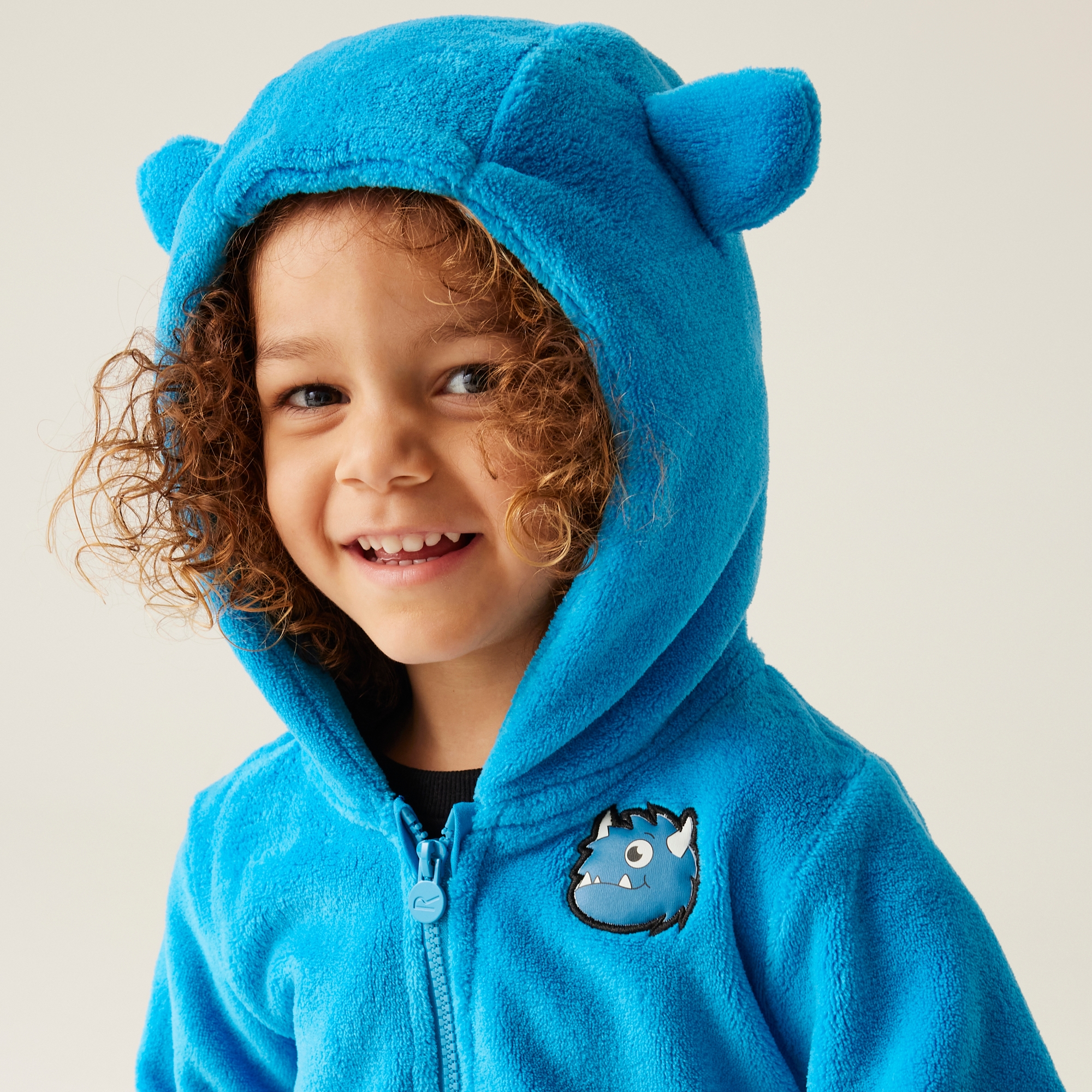 Kids' Animal Full Zip Fleece | Spike The Monster Hydro Blue