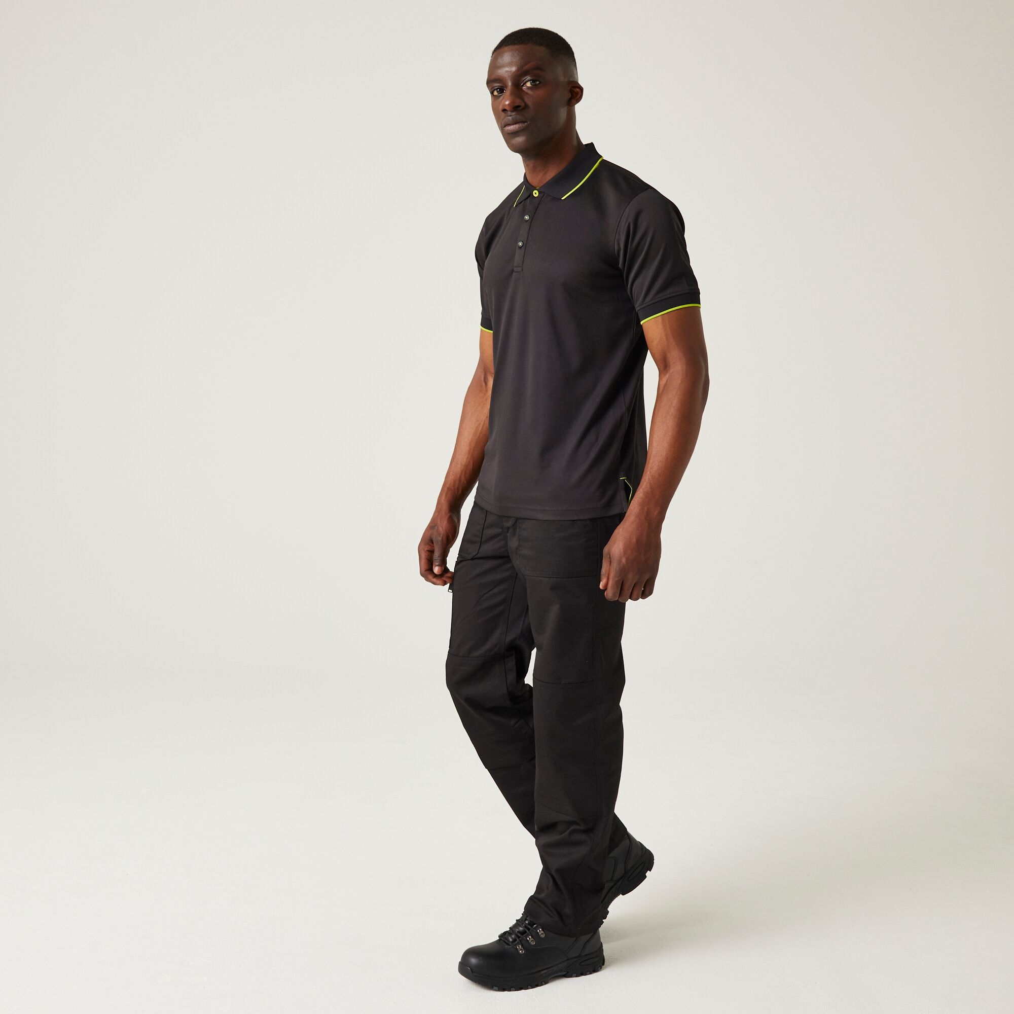 Men's Navigate Short Sleeve Polo Shirt | Black Lime Green
