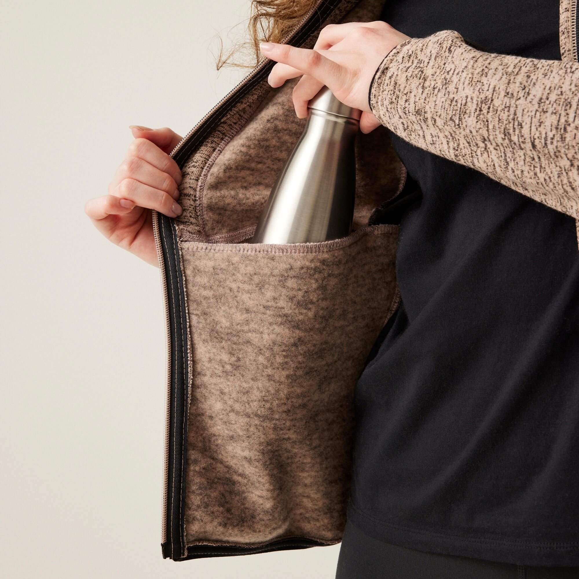 Women's Kemilia Full Zip Fleece | Warm Taupe Black