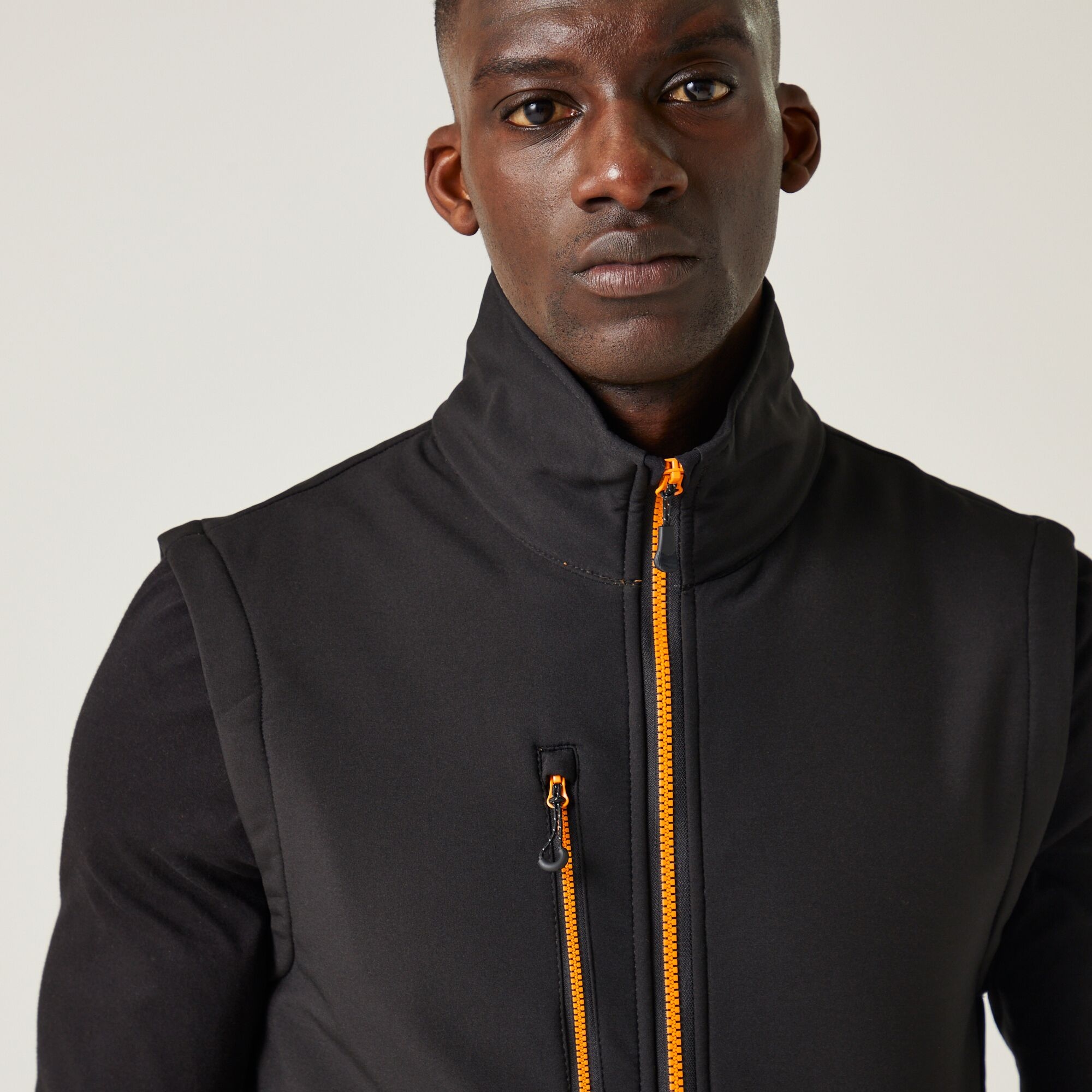 Men's Navigate 2 Layer Softshell Bodywarmer | Black Orange Pop