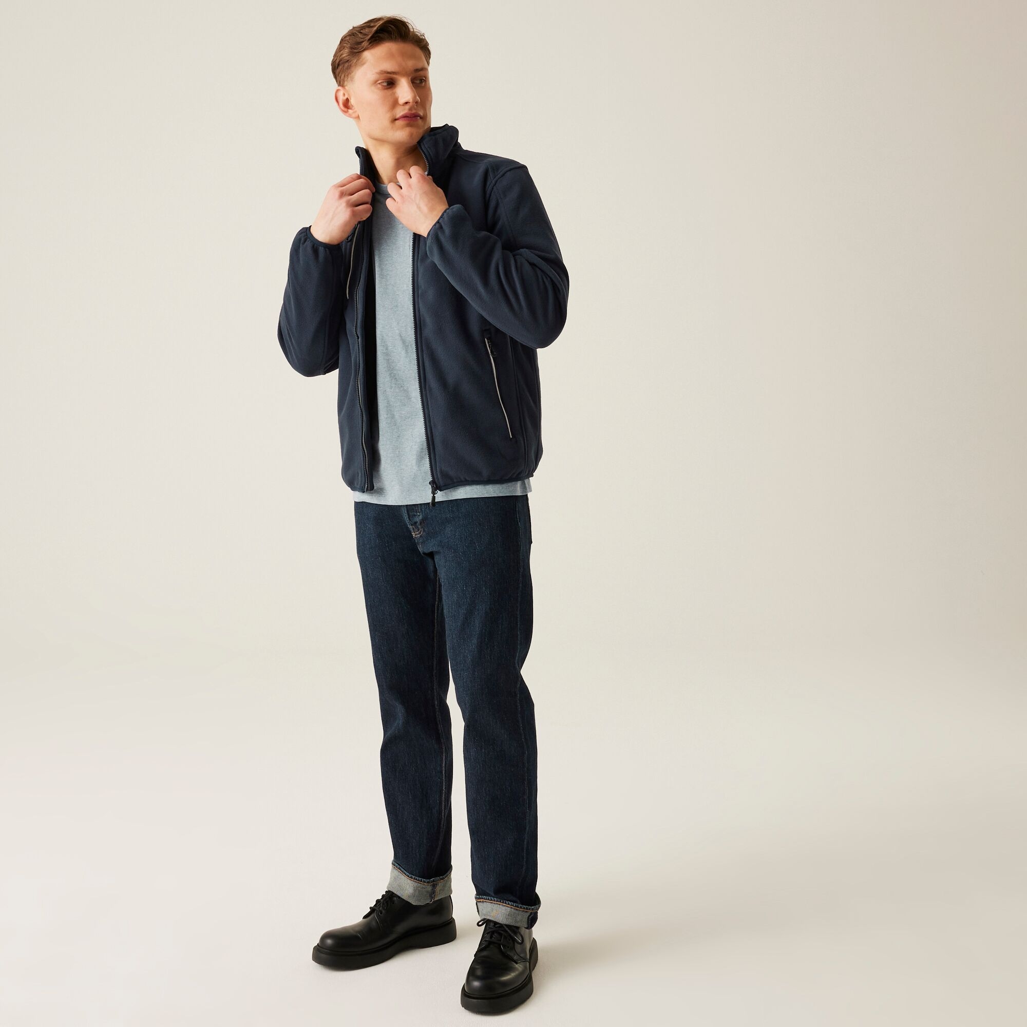 Men's Omicron III Waterproof Breathable Full Zip Fleece | Navy