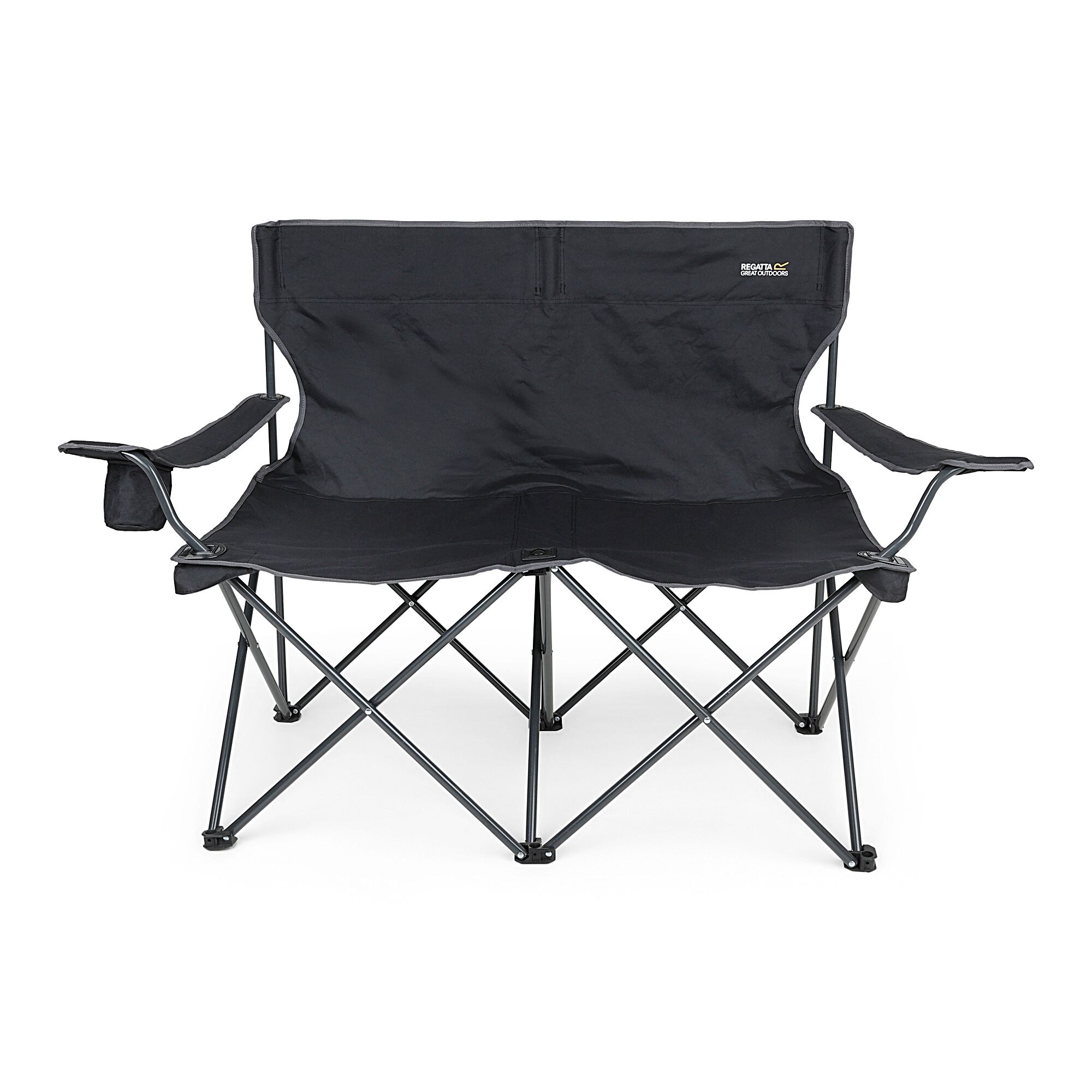 Isla Double Camping Chair with Storage Bag | Black Seal Grey